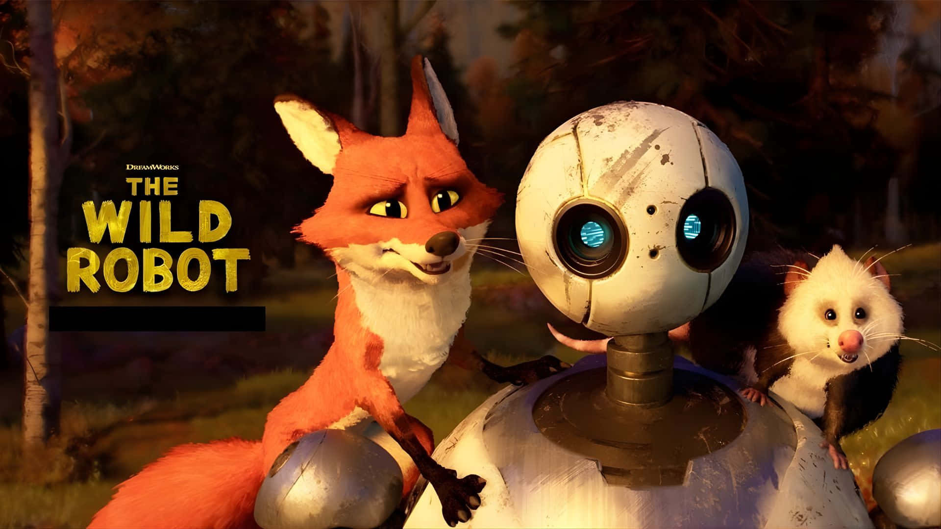 The Wild Robot, red fox, white robot, Full HD Desktop Wallpaper