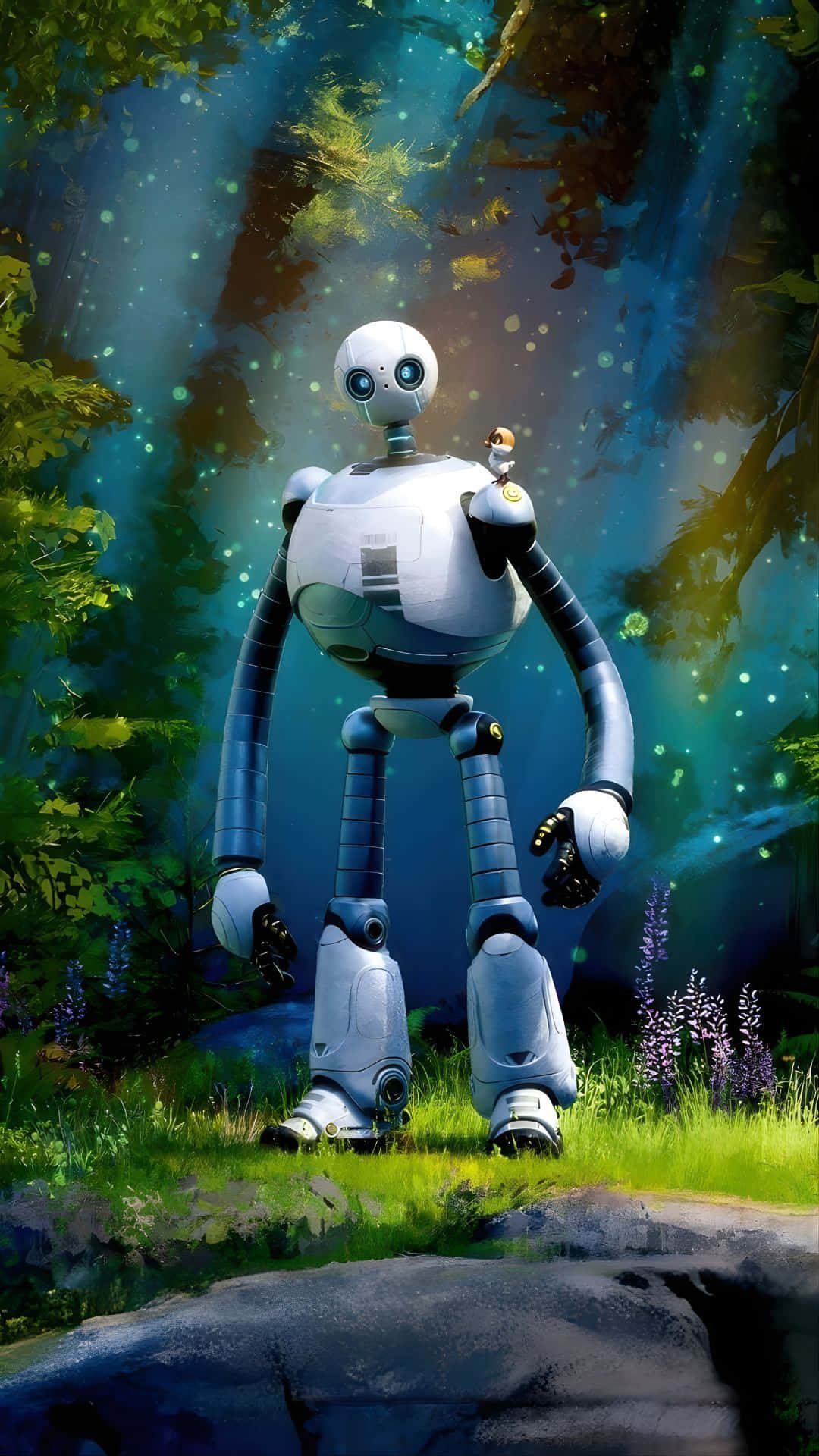 The Wild Robot, silver robot, big blue eyes, Full HD Phone Wallpaper