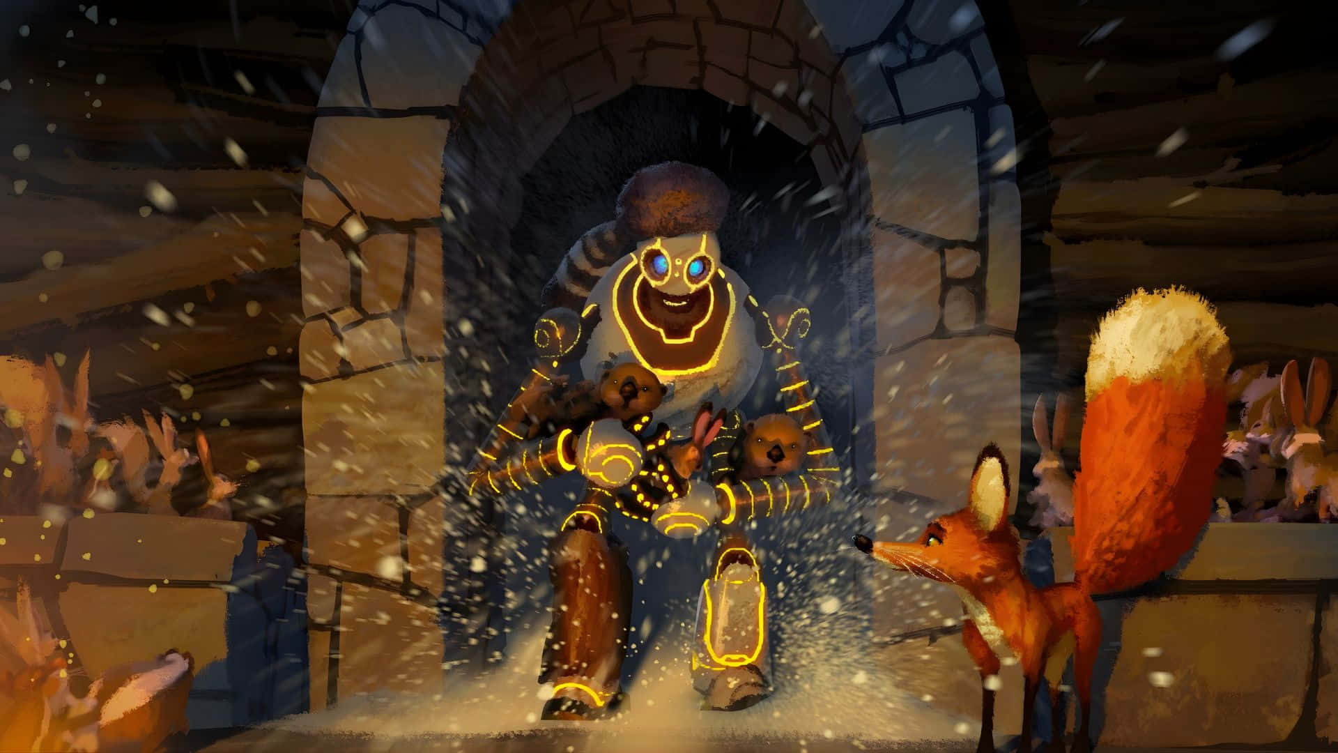 The Wild Robot, furry hat, teddy bear arms, Full HD Desktop Wallpaper