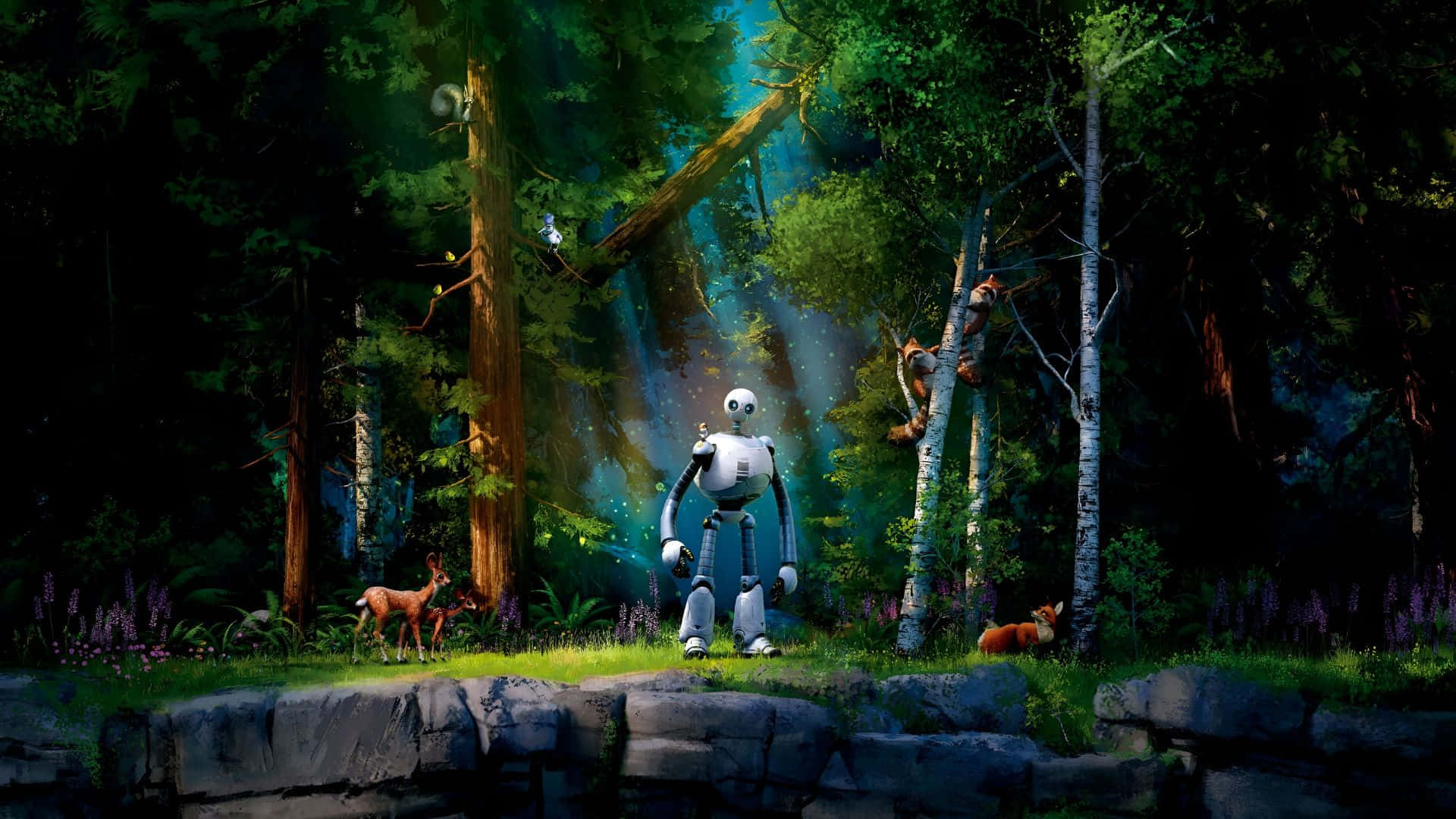 The Wild Robot, forest clearing, sunlit forest, Full HD Desktop Wallpaper
