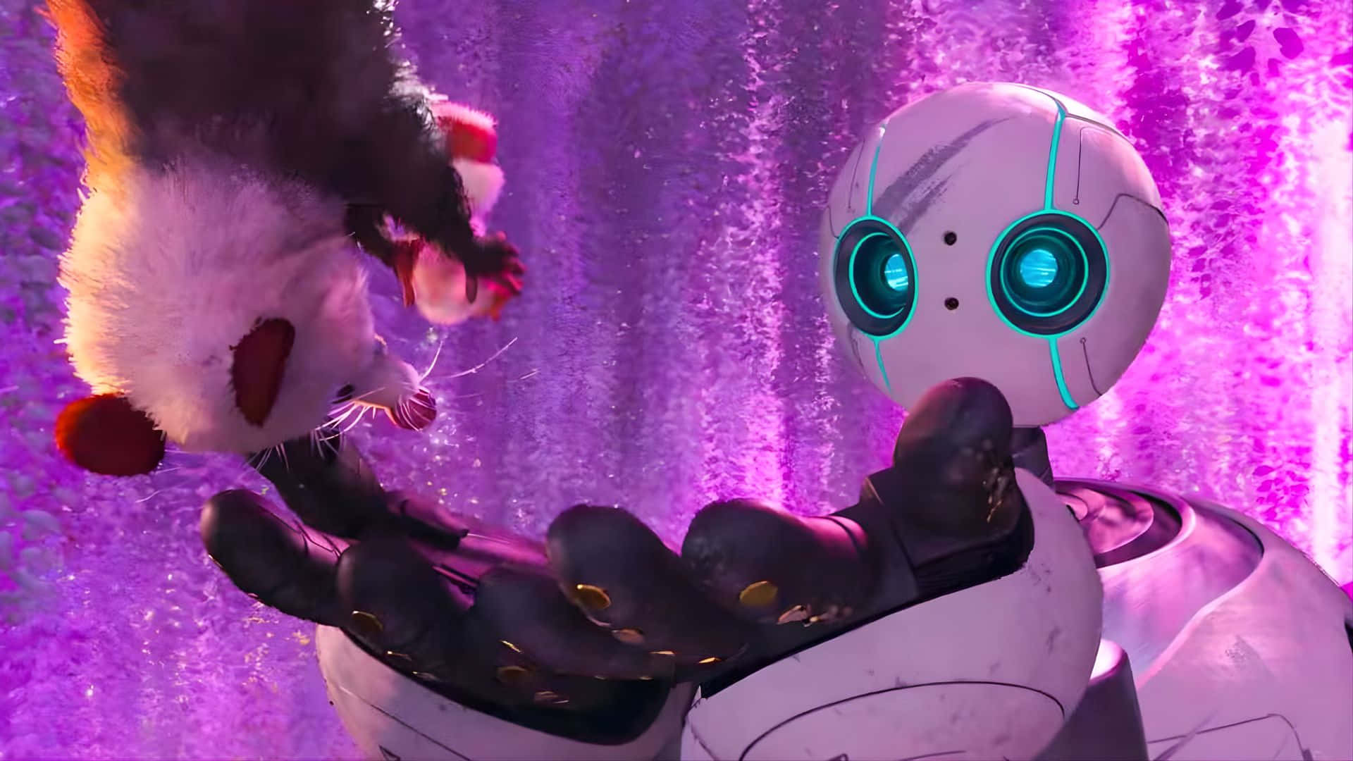The Wild Robot, white robot, glowing blue eyes, Full HD Desktop Wallpaper