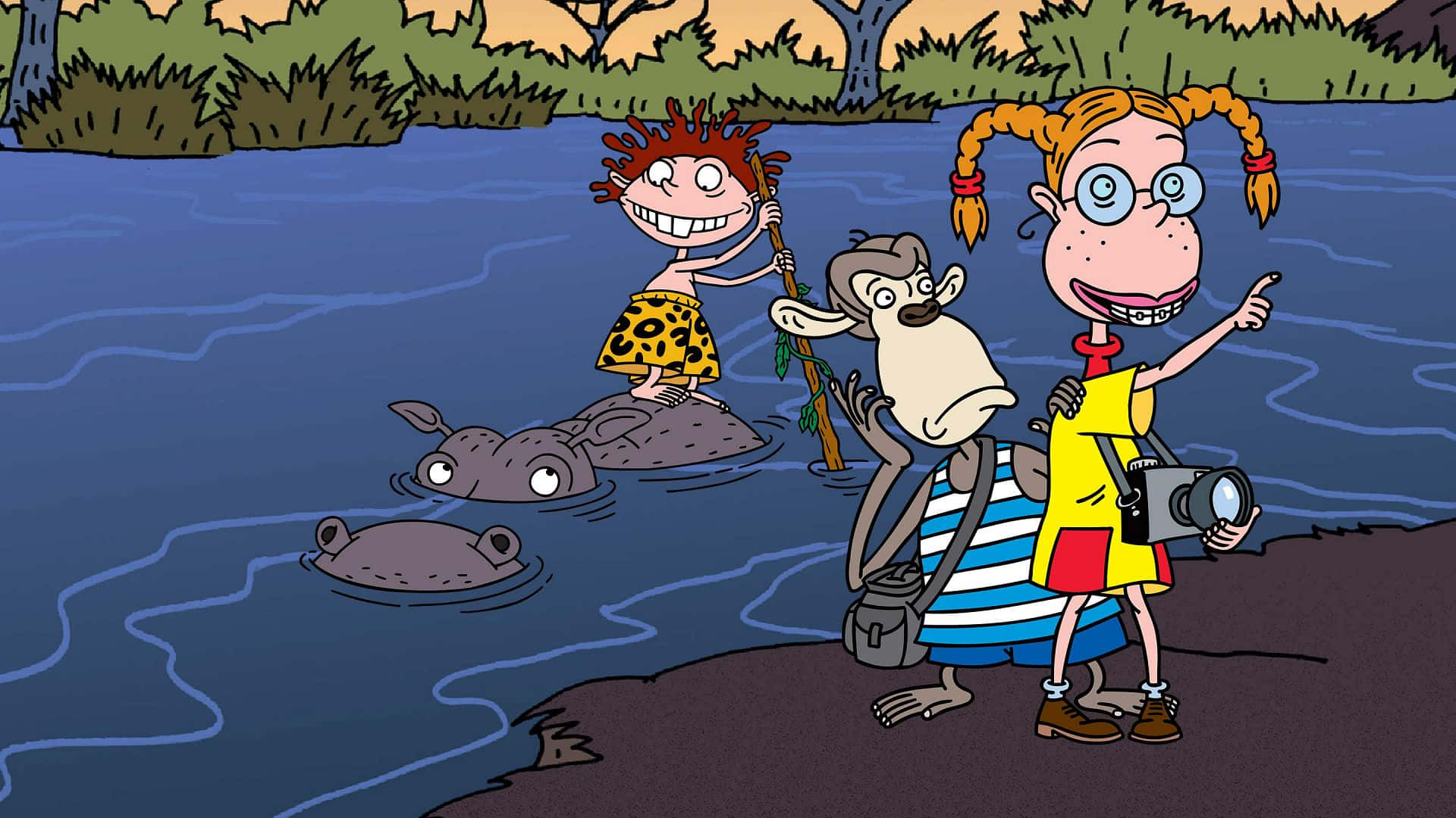 The Wild Thornberrys, riverbank, hippos, Full HD Desktop Wallpaper