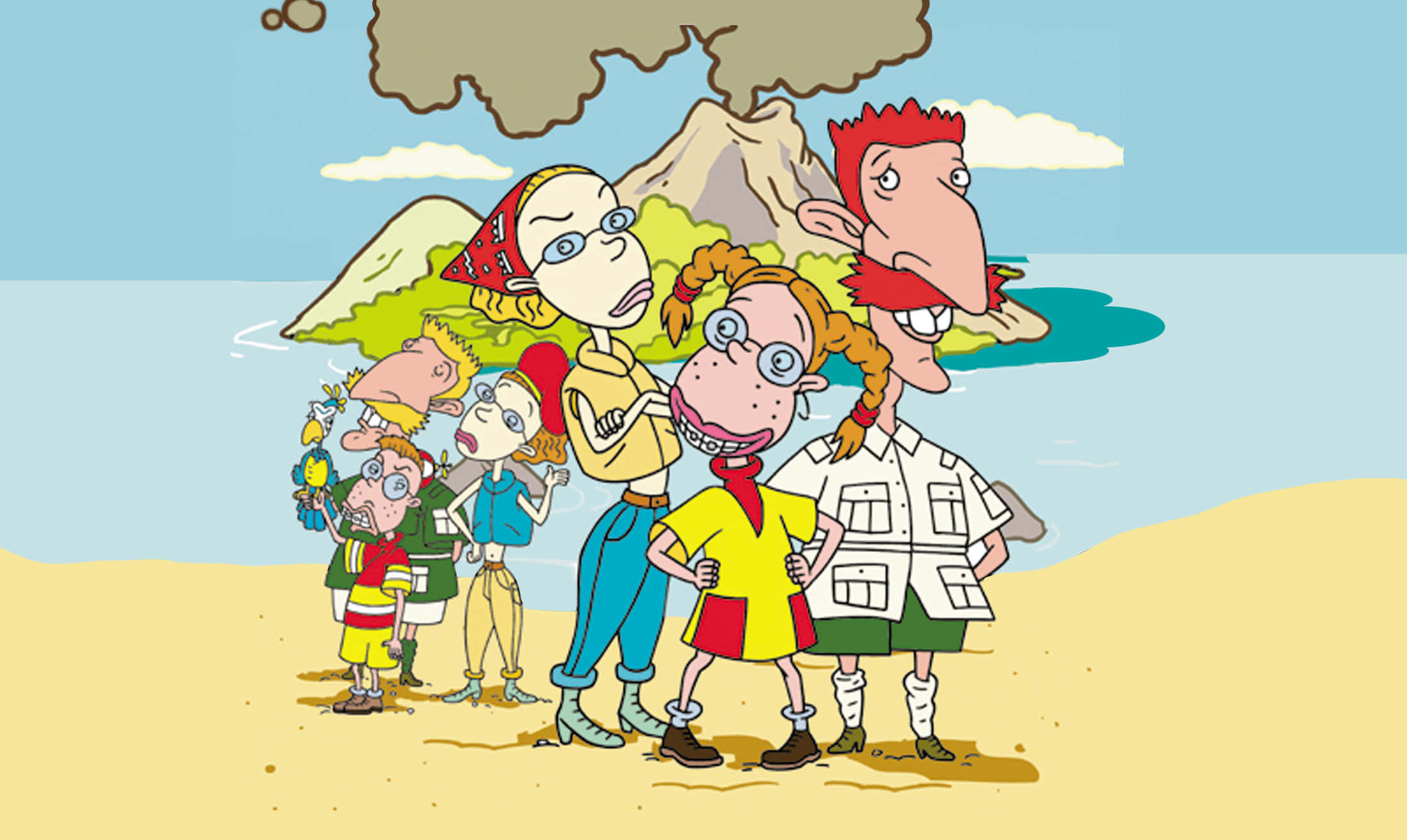 The Wild Thornberrys, main characters, sandy beach, Full HD Desktop Wallpaper