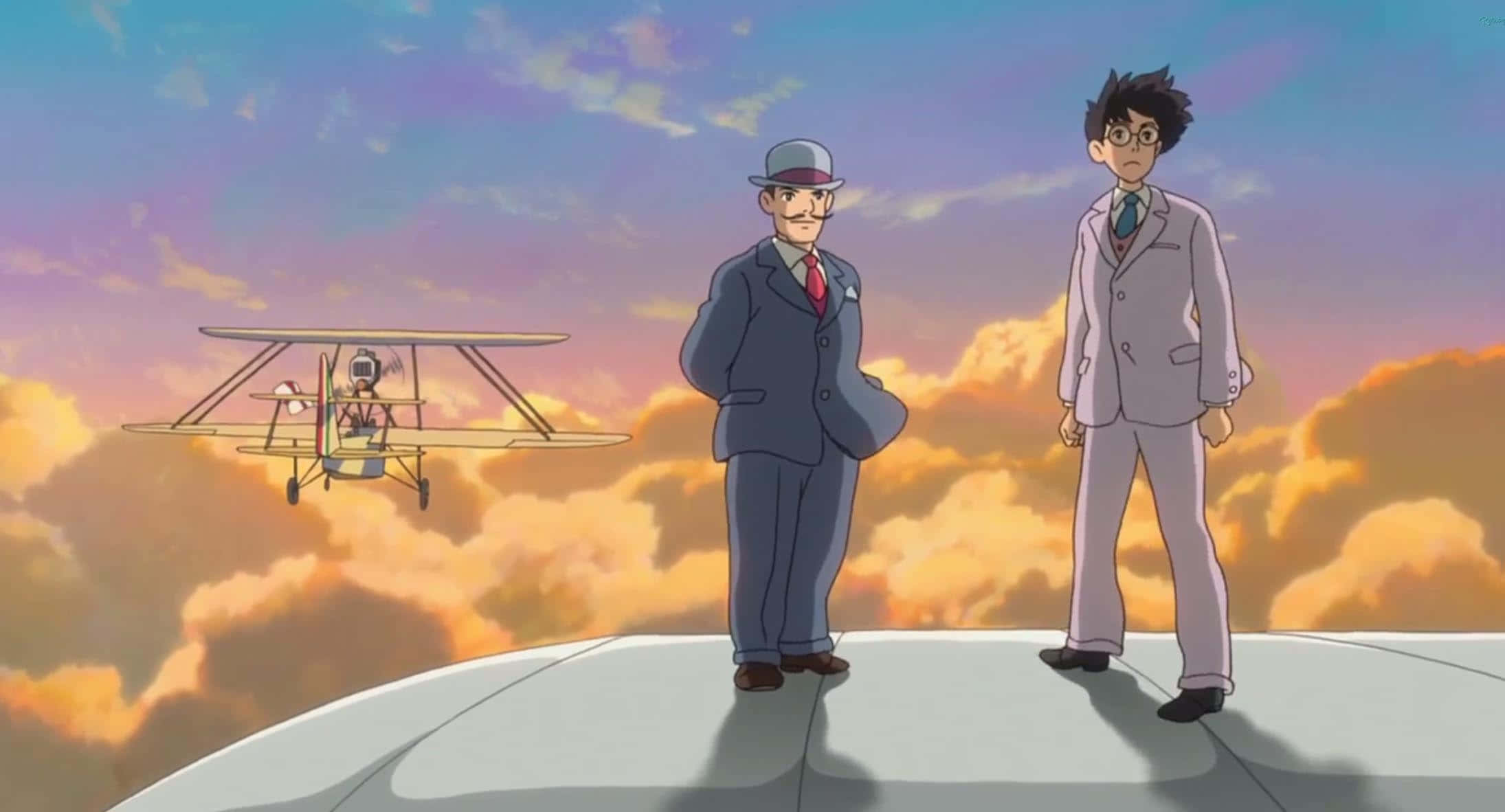 The Wind Rises, biplane, curved platform, Full HD Desktop Wallpaper
