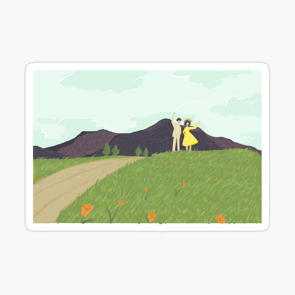 The Wind Rises, grassy hill, orange flowers, SD Desktop Wallpaper