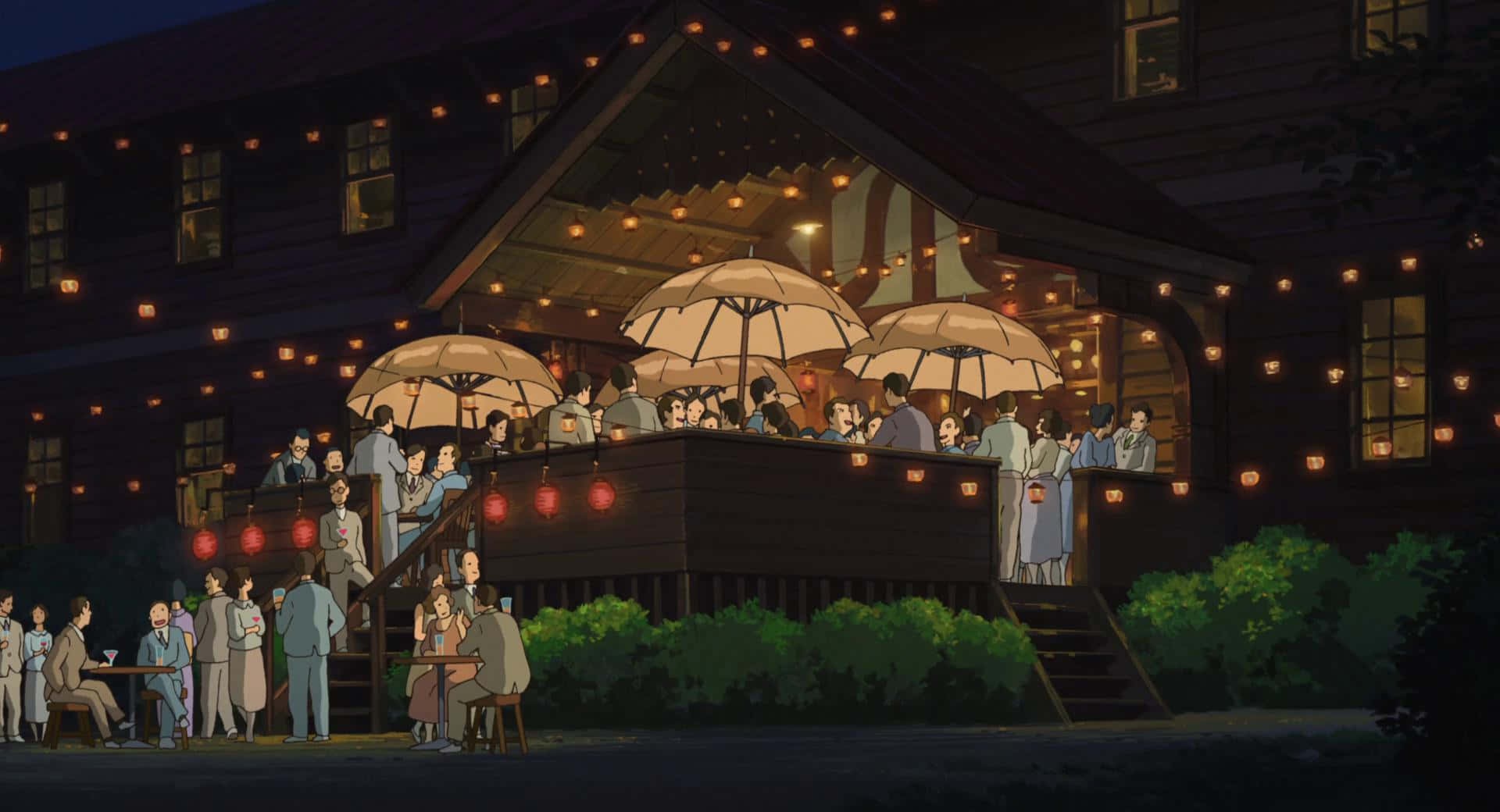 The Wind Rises, night, glowing lanterns, Full HD Desktop Wallpaper