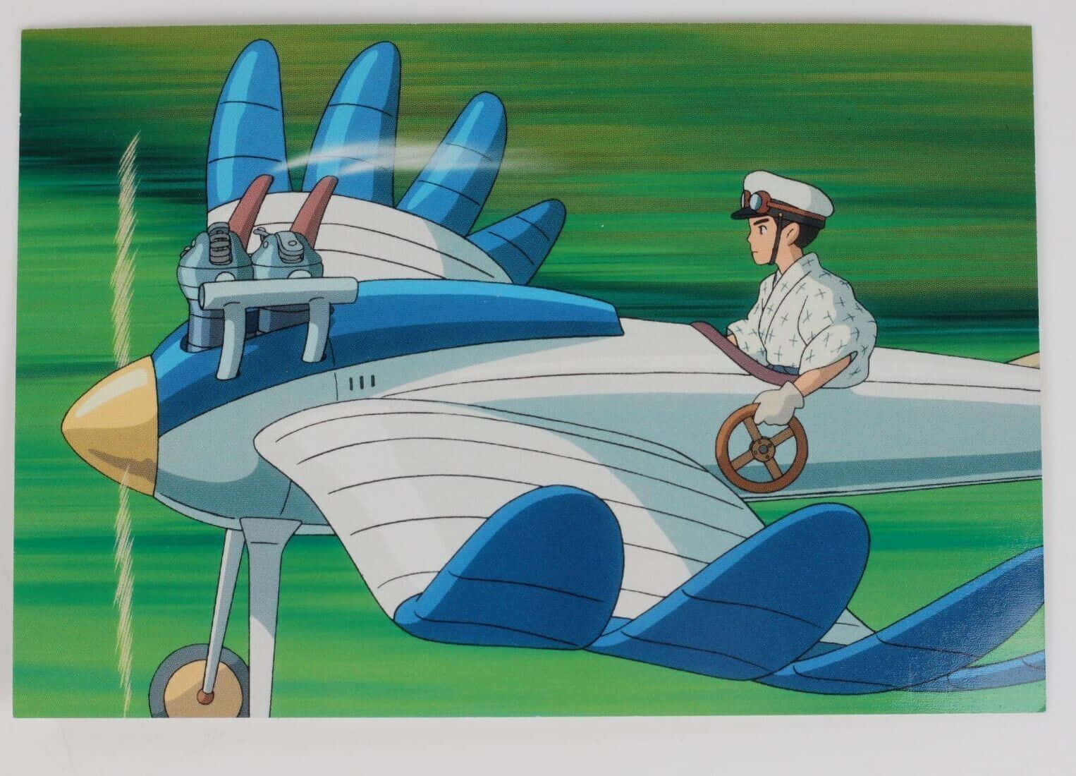 The Wind Rises, white uniform, sleek blue and white biplane, HD Desktop Wallpaper