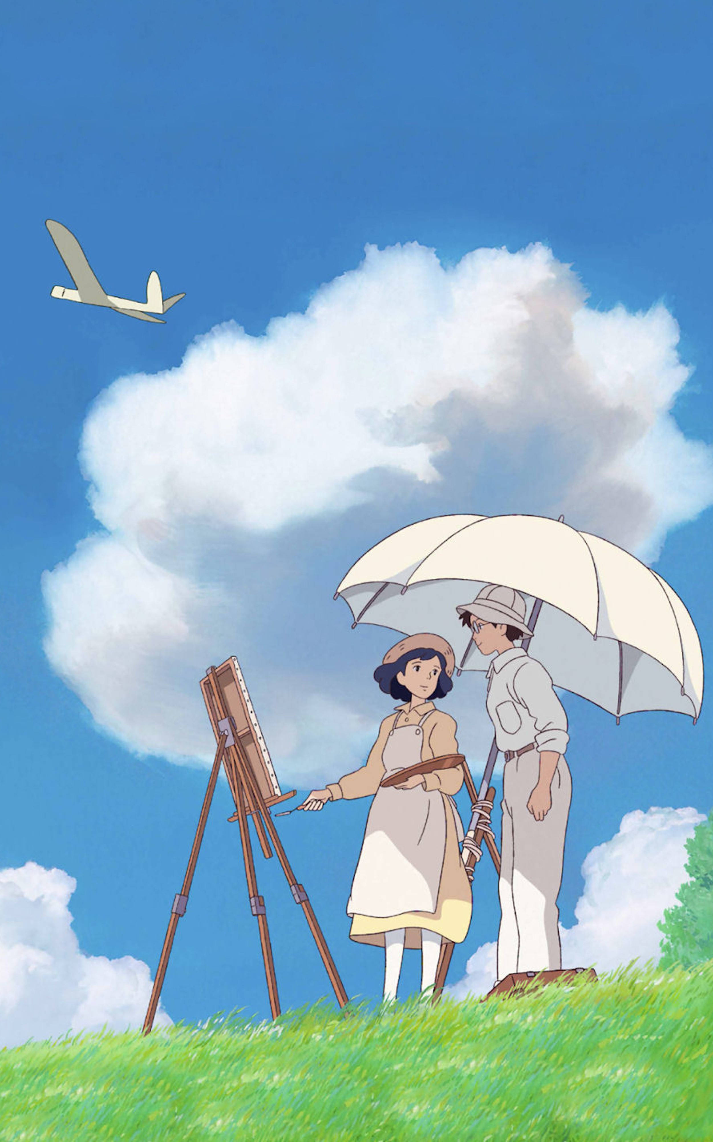 The Wind Rises, easel, umbrella, 4K Phone Wallpaper
