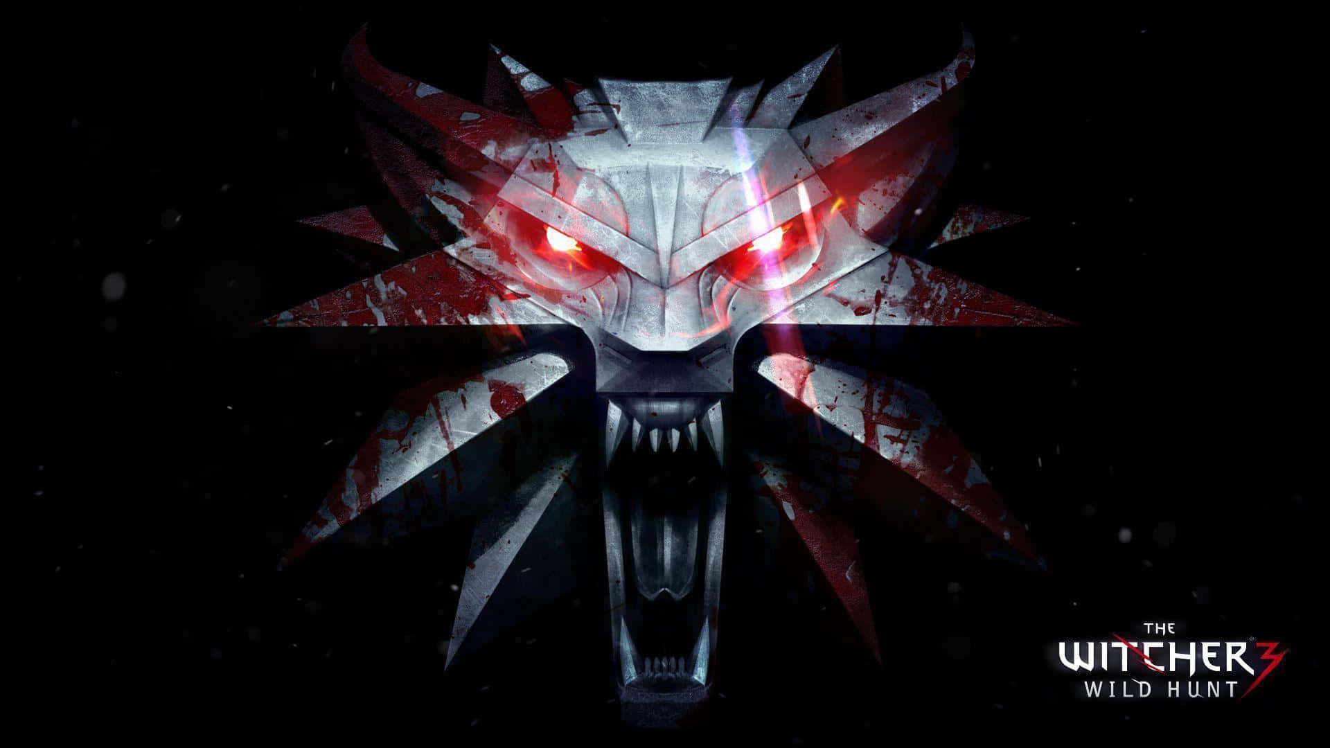 The Witcher 3 Wild Hunt, silver wolf head, glowing red eyes, Full HD Desktop Wallpaper