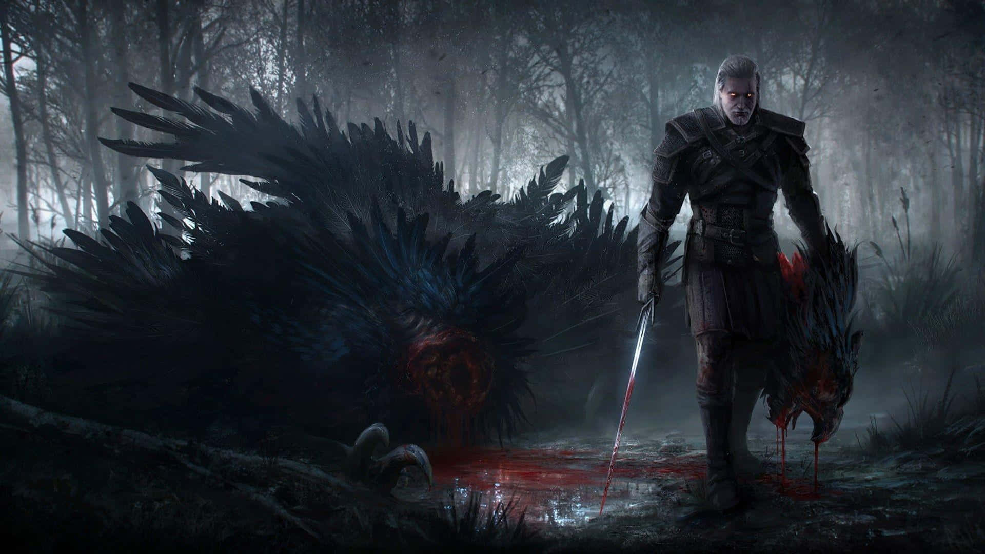 The Witcher 3 Wild Hunt, grim warrior, dark armor, Full HD Desktop Wallpaper