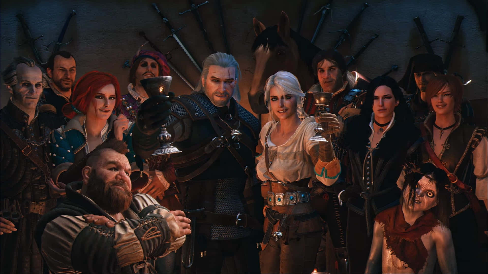 The Witcher 3 Wild Hunt, fantasy adventurers, allies, Full HD Desktop Wallpaper