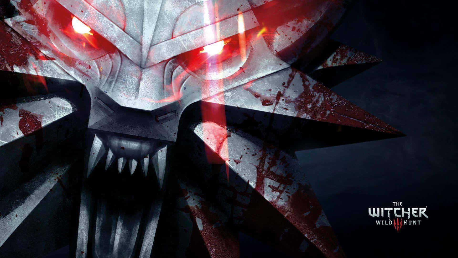 The Witcher 3 Wild Hunt, metallic wolf head, glowing red eyes, Full HD Desktop Wallpaper