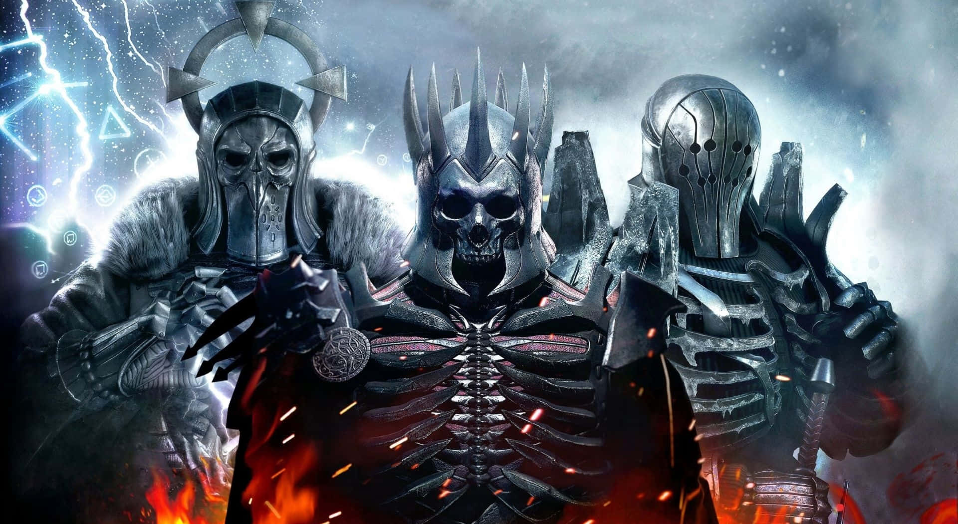 The Witcher 3, armored skeletal warriors, glowing eyes, Full HD Desktop Wallpaper