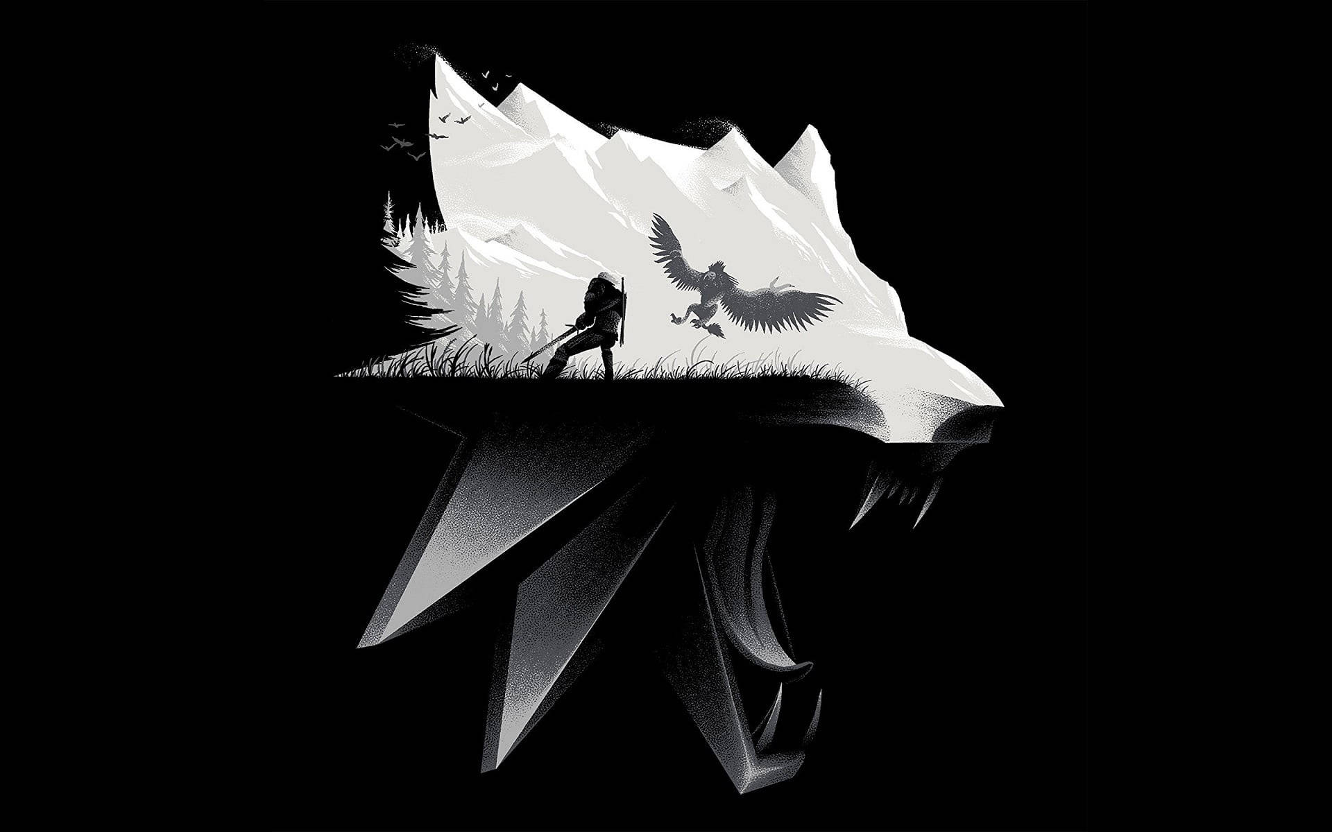 The Witcher 3, wolf, snowy mountain, Full HD Desktop Wallpaper