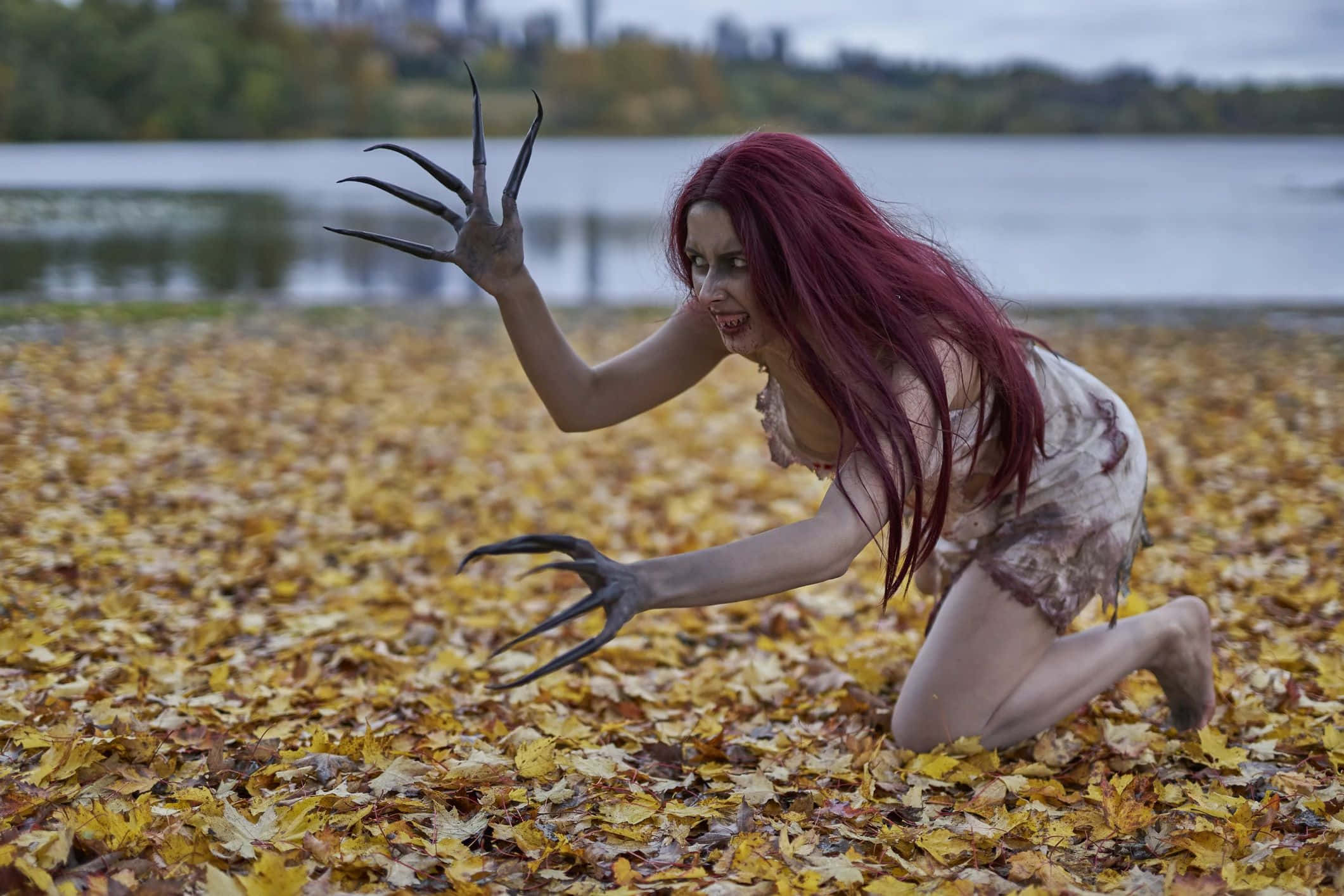 Bruxa, red hair, clawed hands, Full HD Desktop Wallpaper