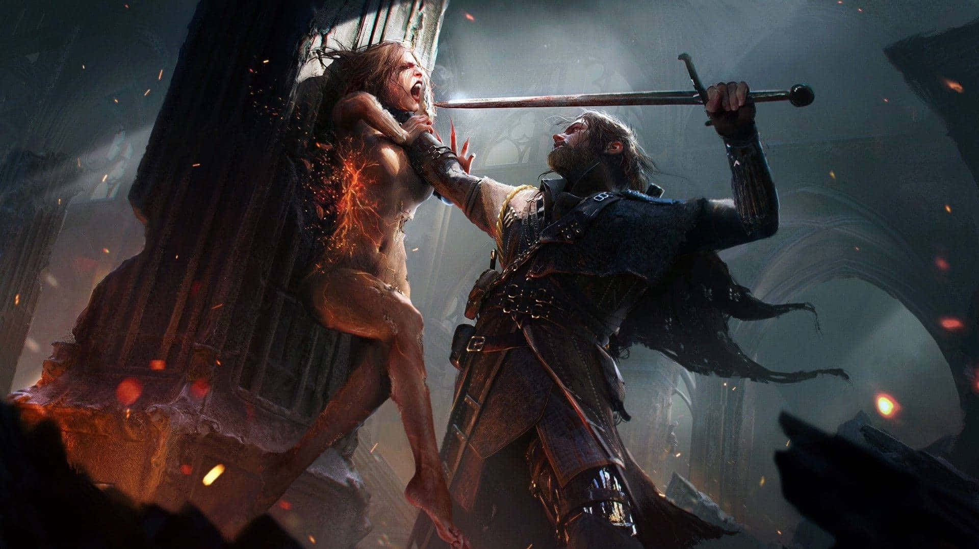 Witcher, Bruxa, gothic ruin, Full HD Desktop Wallpaper