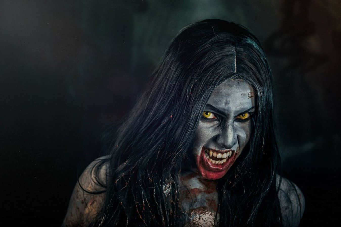 Witcher Bruxa, ferocious portrait, pale gray skin, HD Desktop Wallpaper