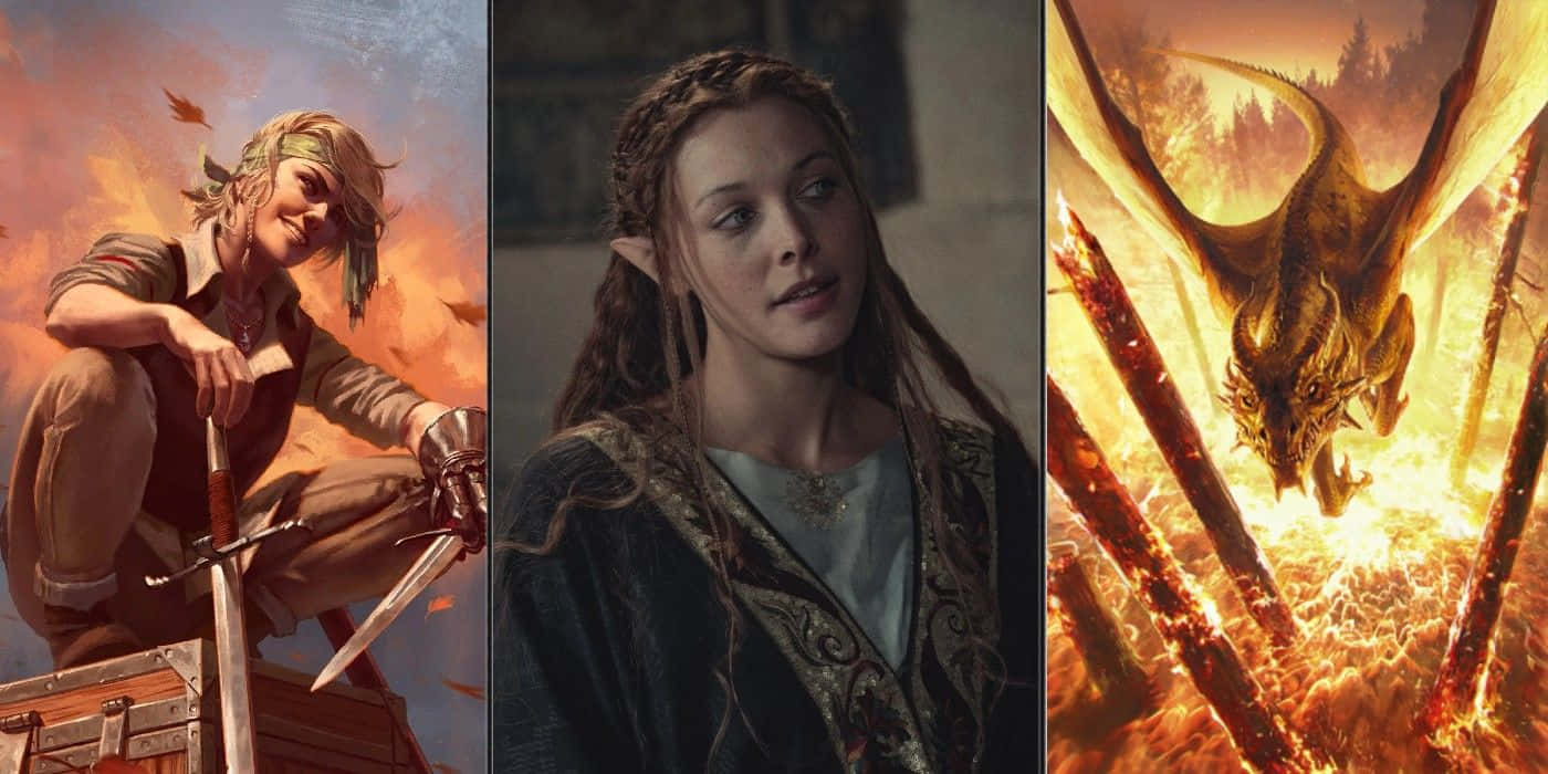 The Witcher Characters, sword-wielding adventurer, elf woman in ornate robes, HD Desktop Wallpaper