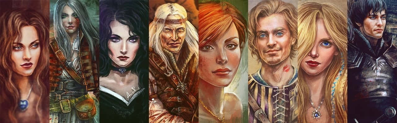 The Witcher, characters, digital-art portrait collage, HD Desktop Wallpaper