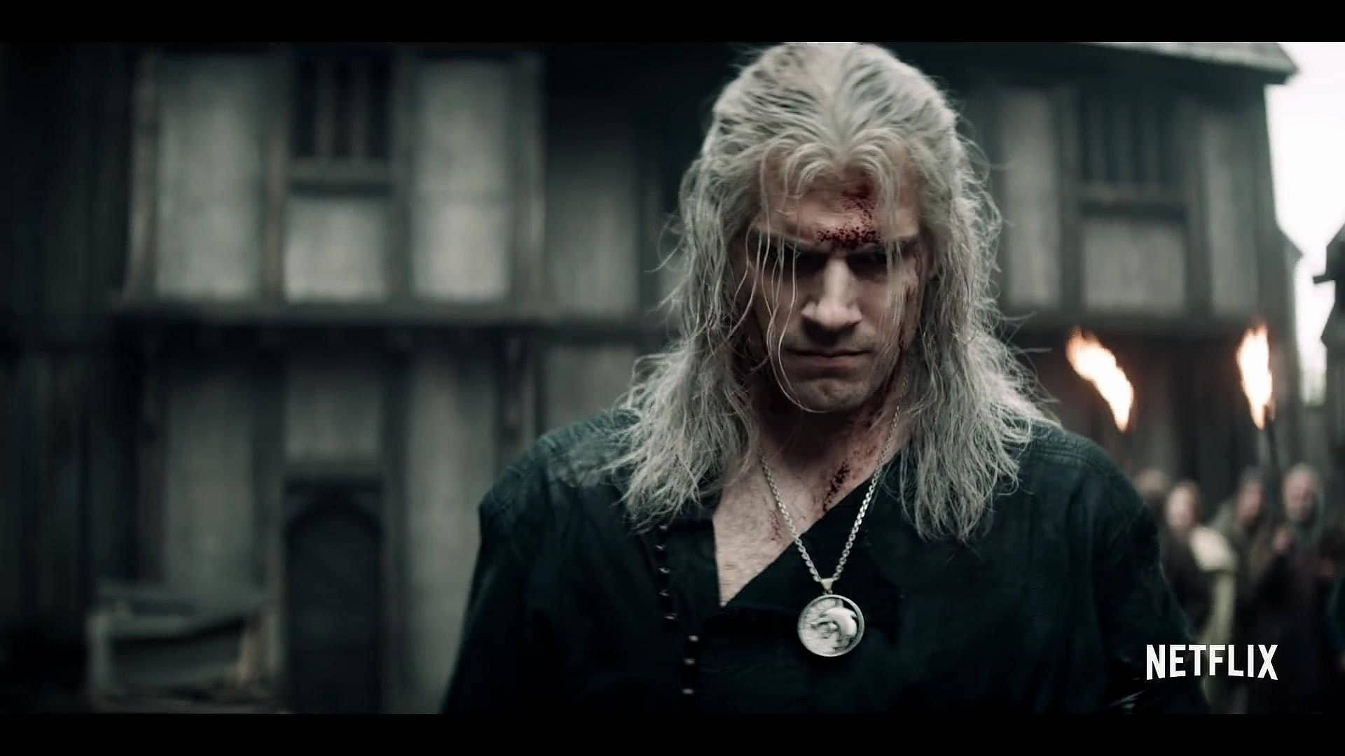 The Witcher Netflix, grim warrior, long white hair, Full HD Desktop Wallpaper