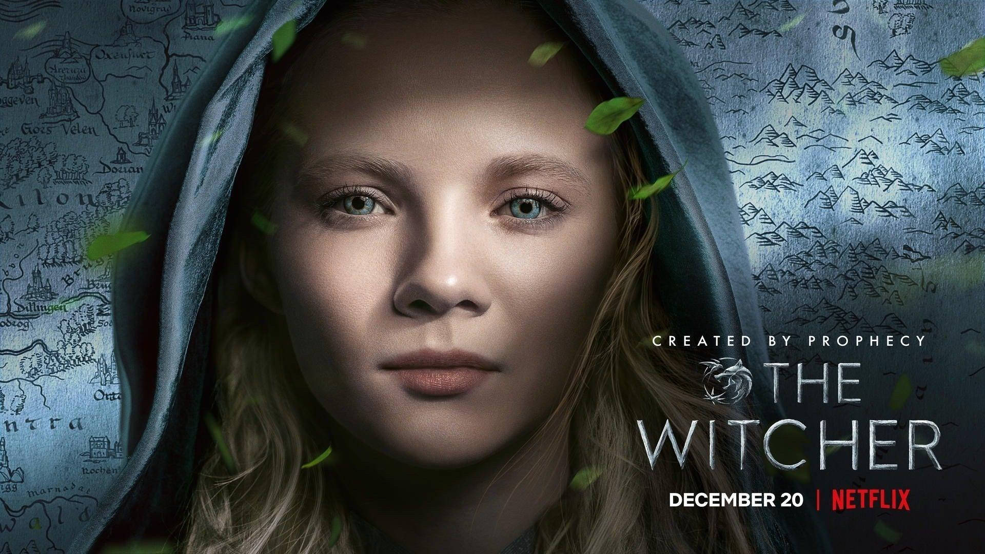 The Witcher Netflix, hooded cloak, green leaves, Full HD Desktop Wallpaper