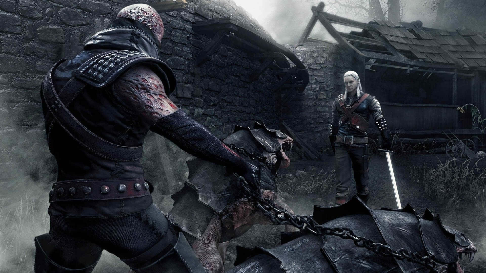 The Witcher, grim warrior, dark armor, Full HD Desktop Wallpaper