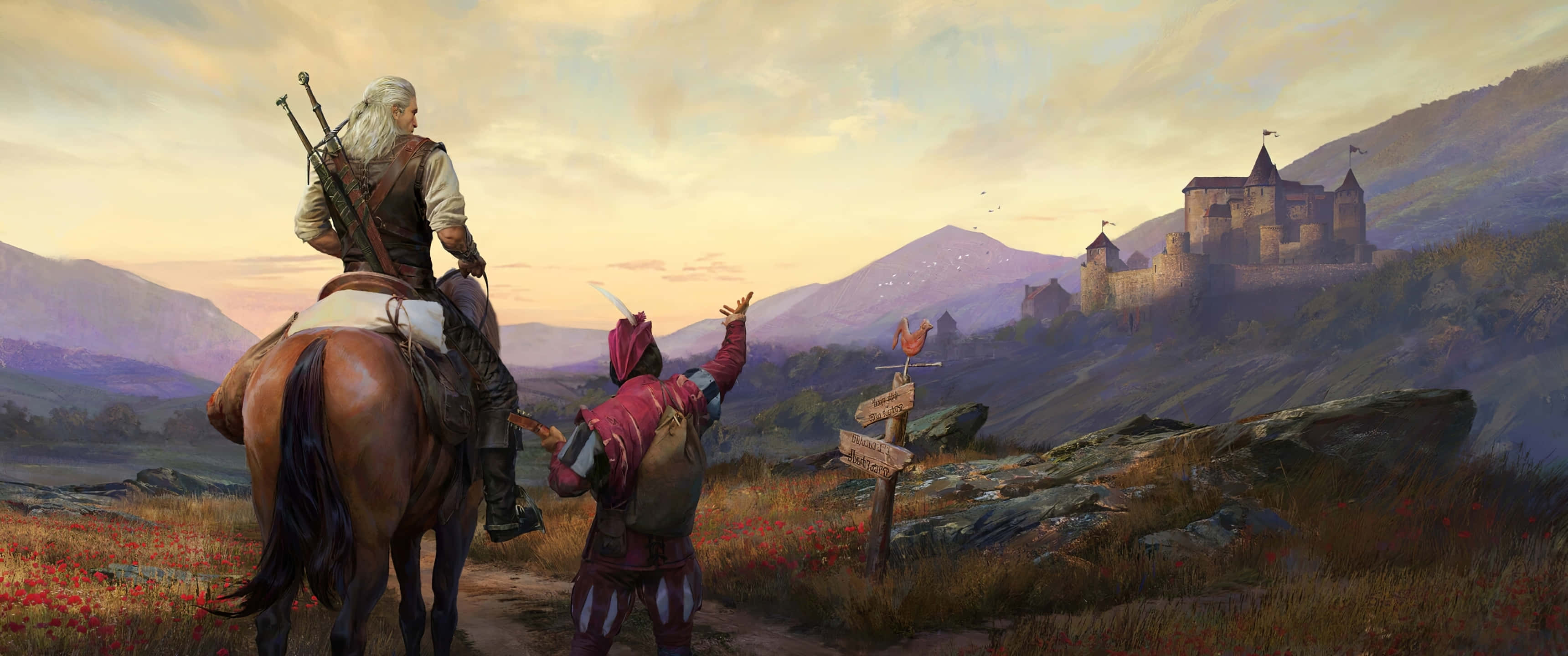 The Witcher, Novigrad, golden sunset, 2K Desktop Wallpaper