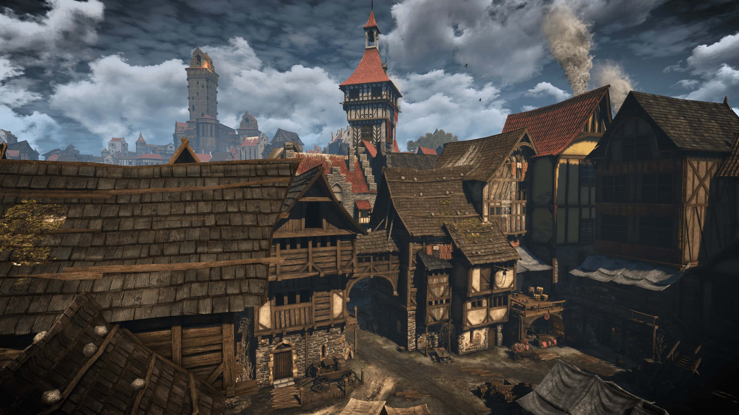 Novigrad, The Witcher, medieval fantasy village, 2K Desktop Wallpaper