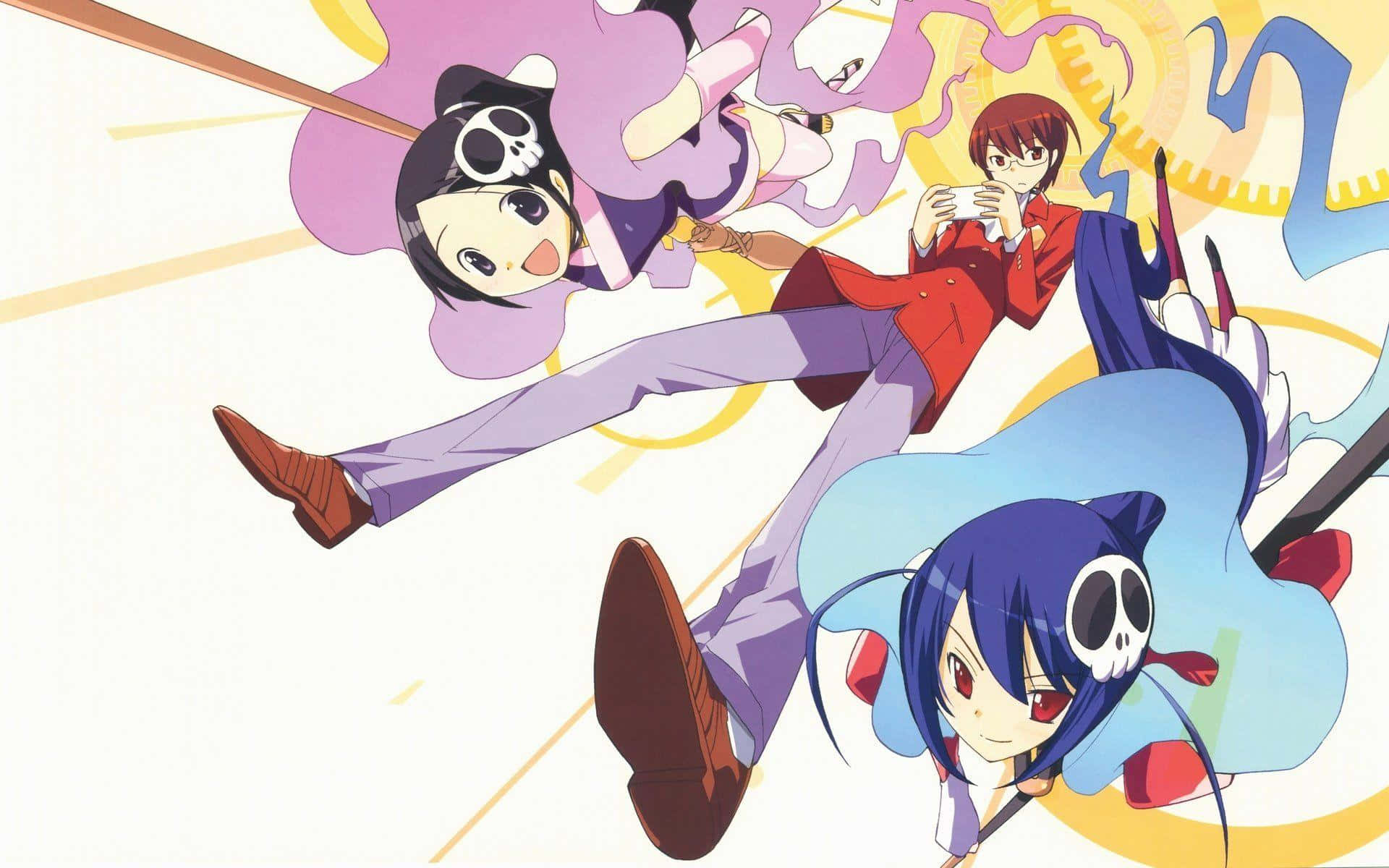 The World God Only Knows, skull-themed hats, colorful outfits, Full HD Desktop Wallpaper