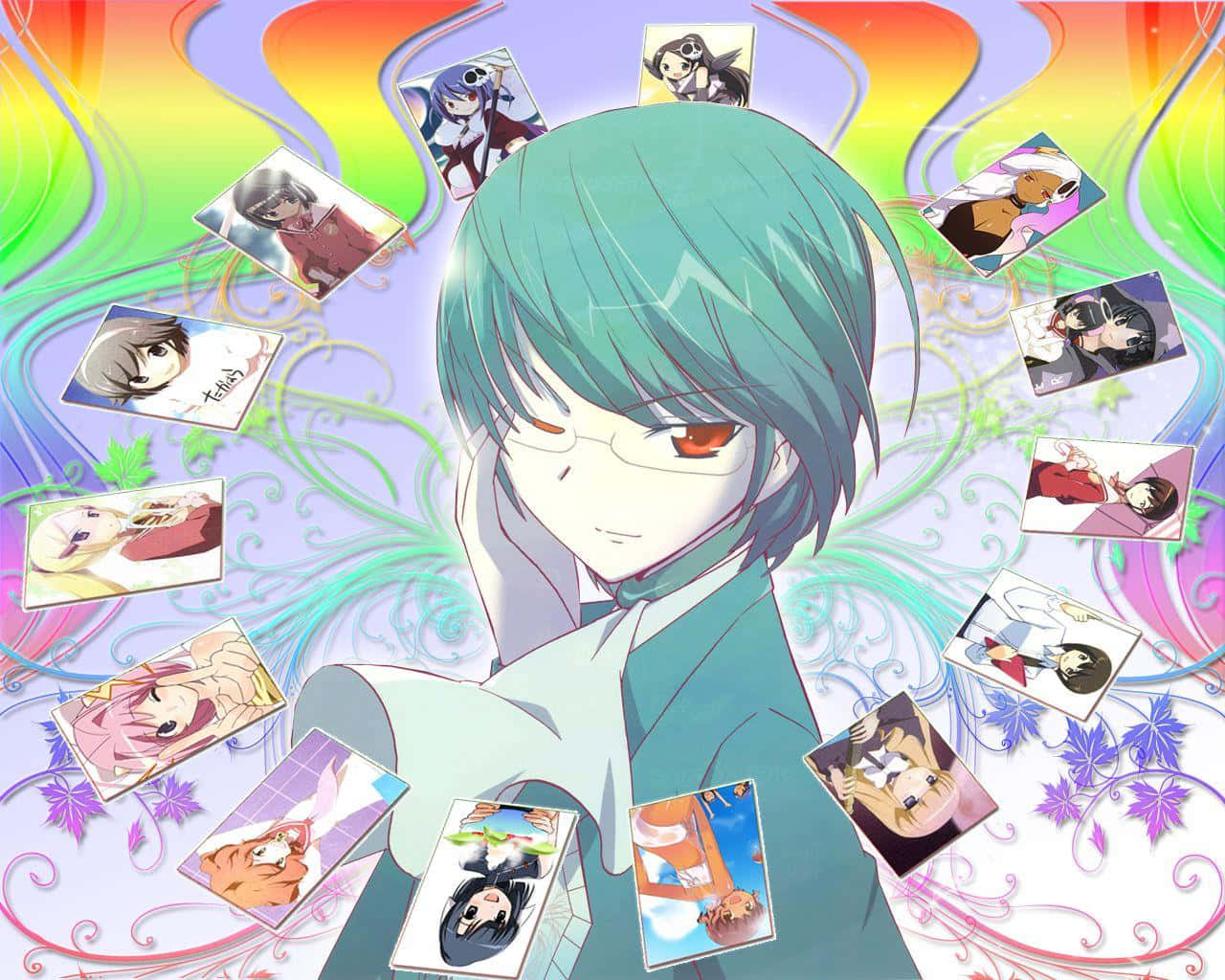 The World God Only Knows, teal-haired anime girl, red eyes, HD Desktop Wallpaper