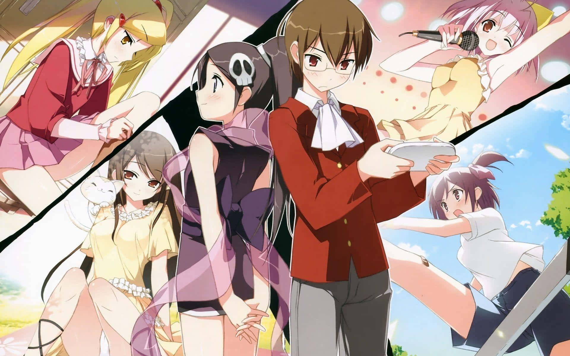 The World God Only Knows, back to back, anime collage, Full HD Desktop Wallpaper