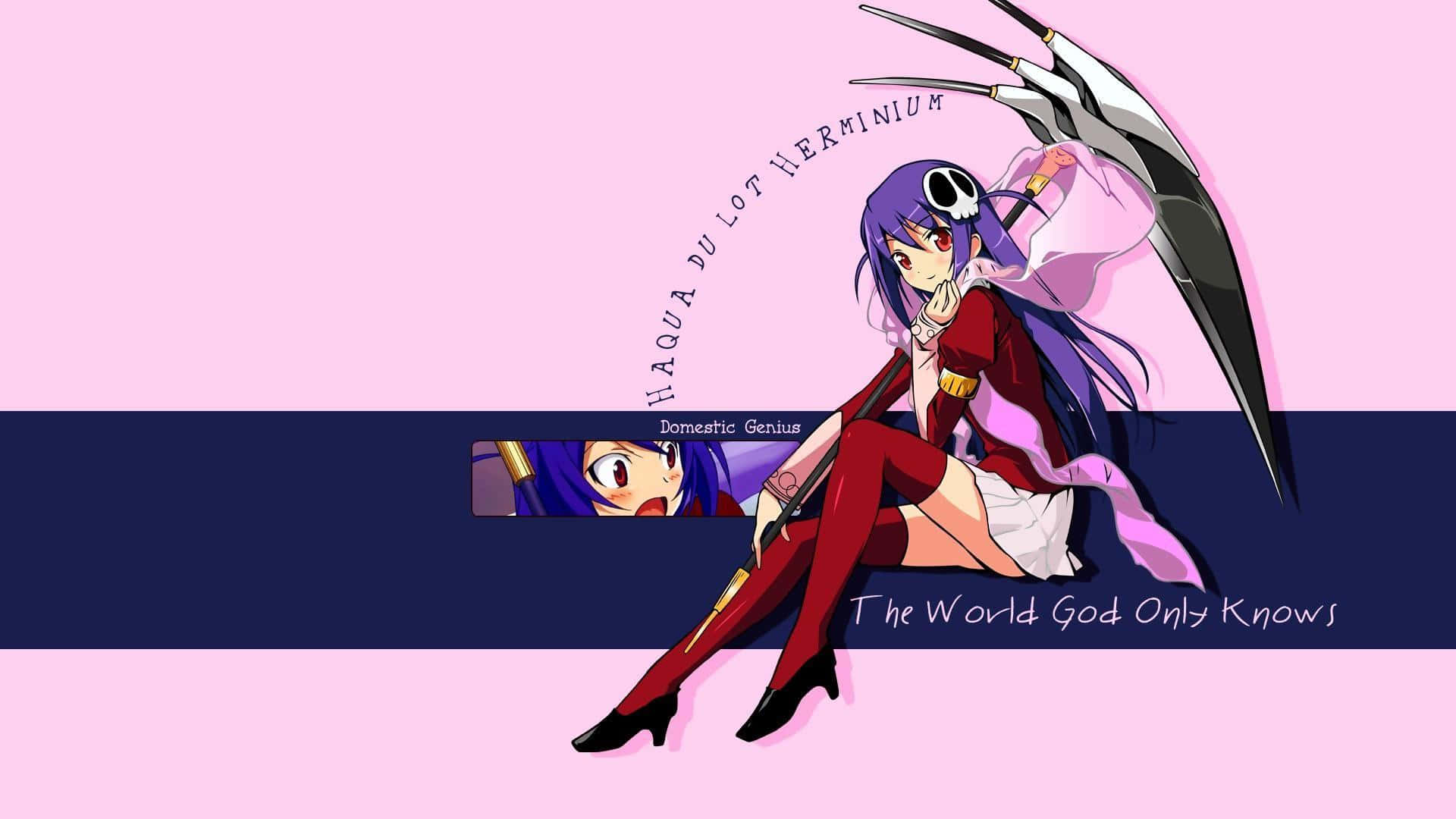 The World God Only Knows, purple-haired anime girl, scythe, Full HD Desktop Wallpaper