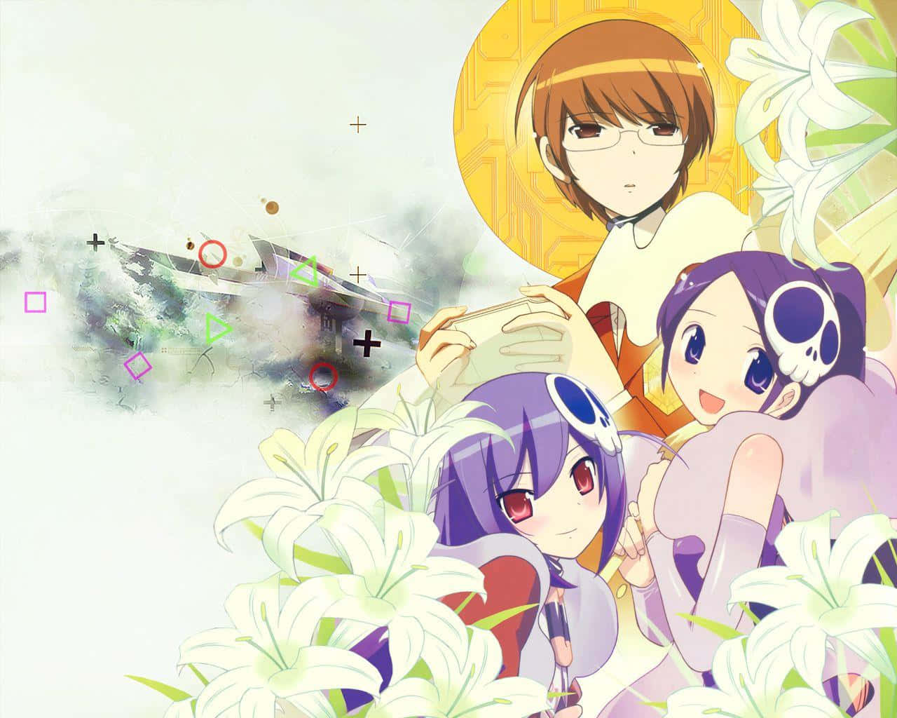 The World God Only Knows, white lilies, glowing sun, HD Desktop Wallpaper