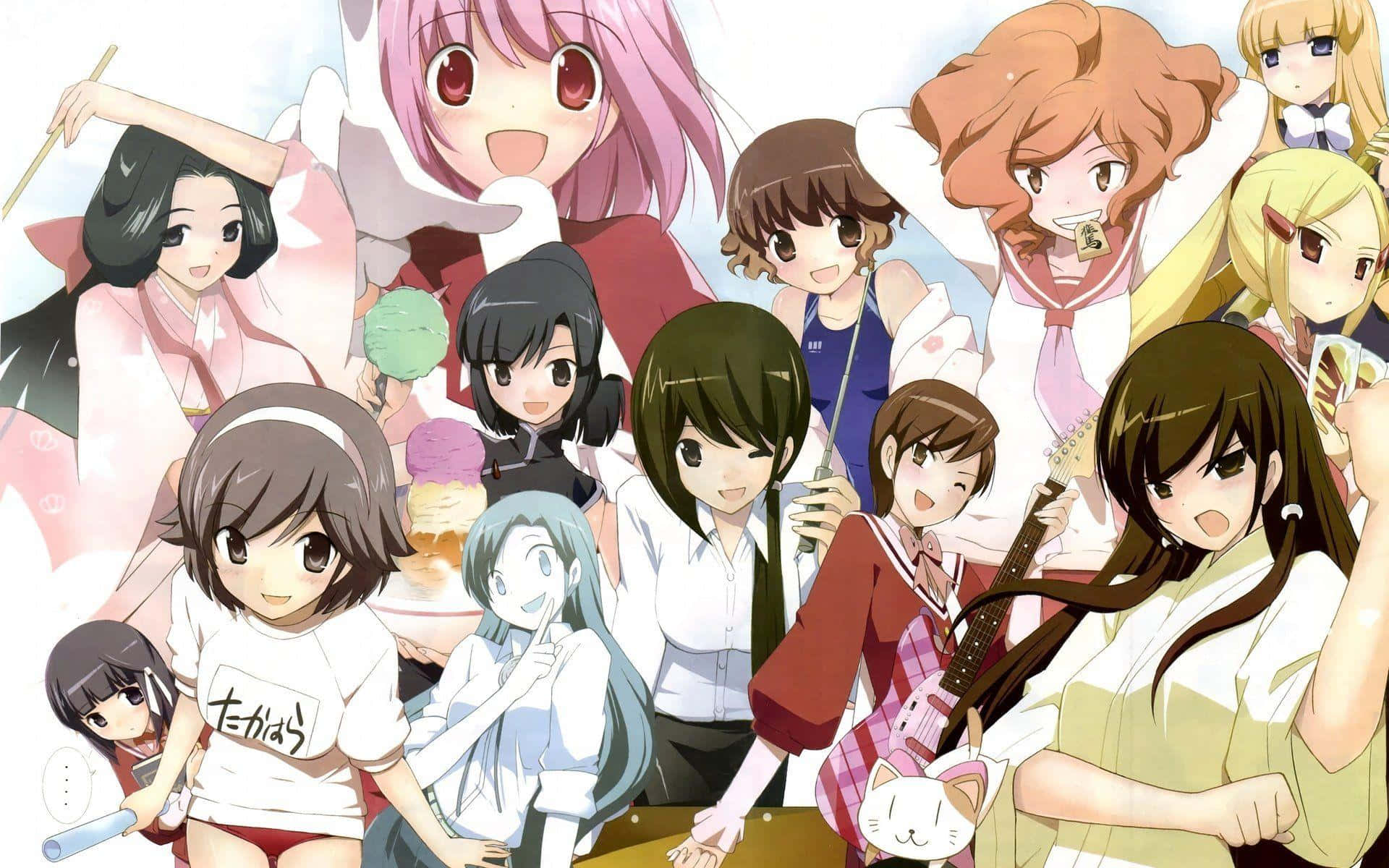 The World God Only Knows, cute women, anime collage, Full HD Desktop Wallpaper