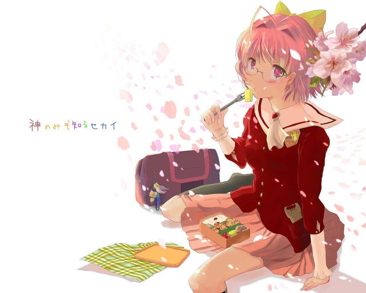 The World God Only Knows, pink-haired anime girl, red dress, HD Desktop Wallpaper