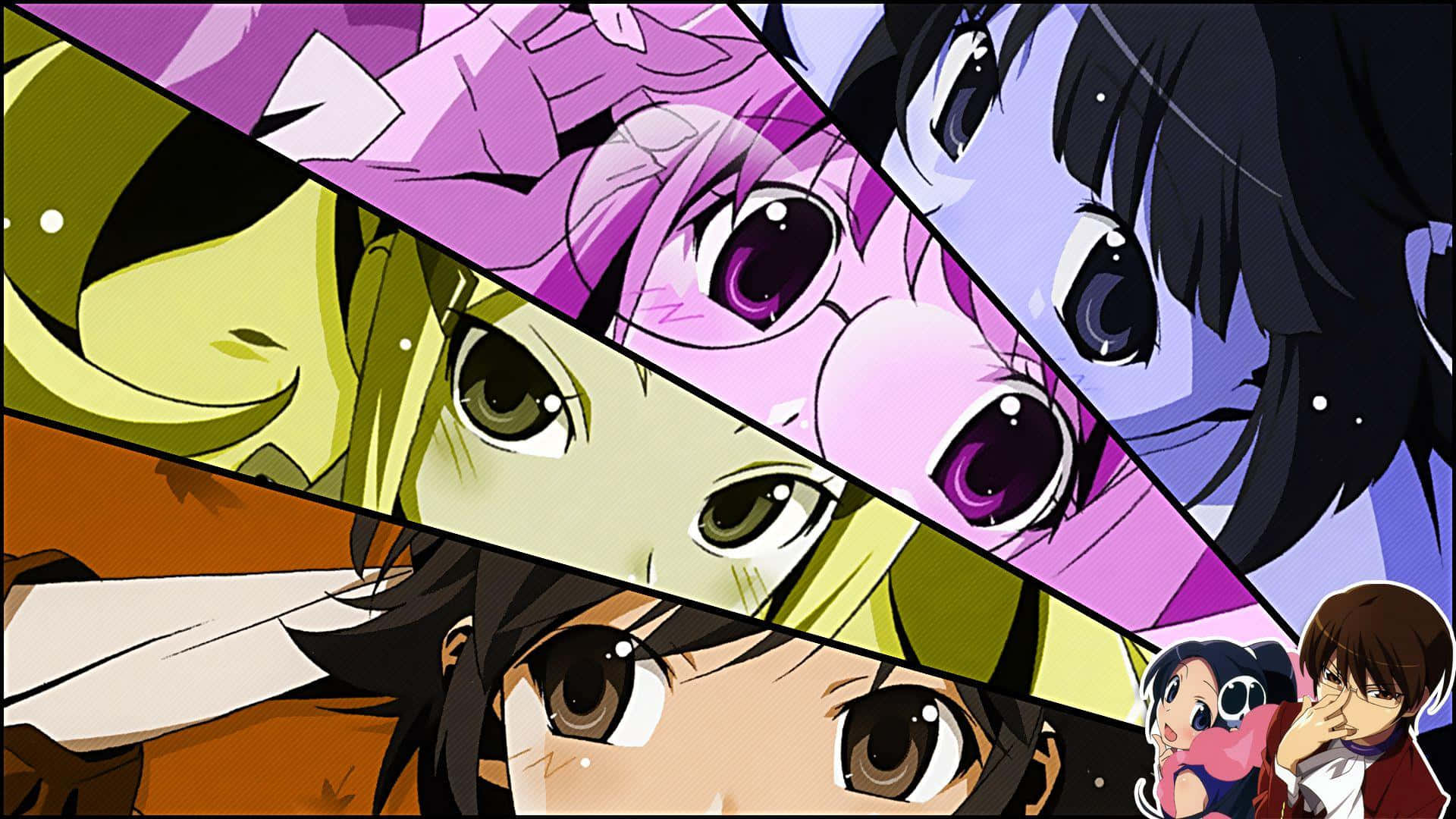 The World God Only Knows, eyes, anime collage, Full HD Desktop Wallpaper