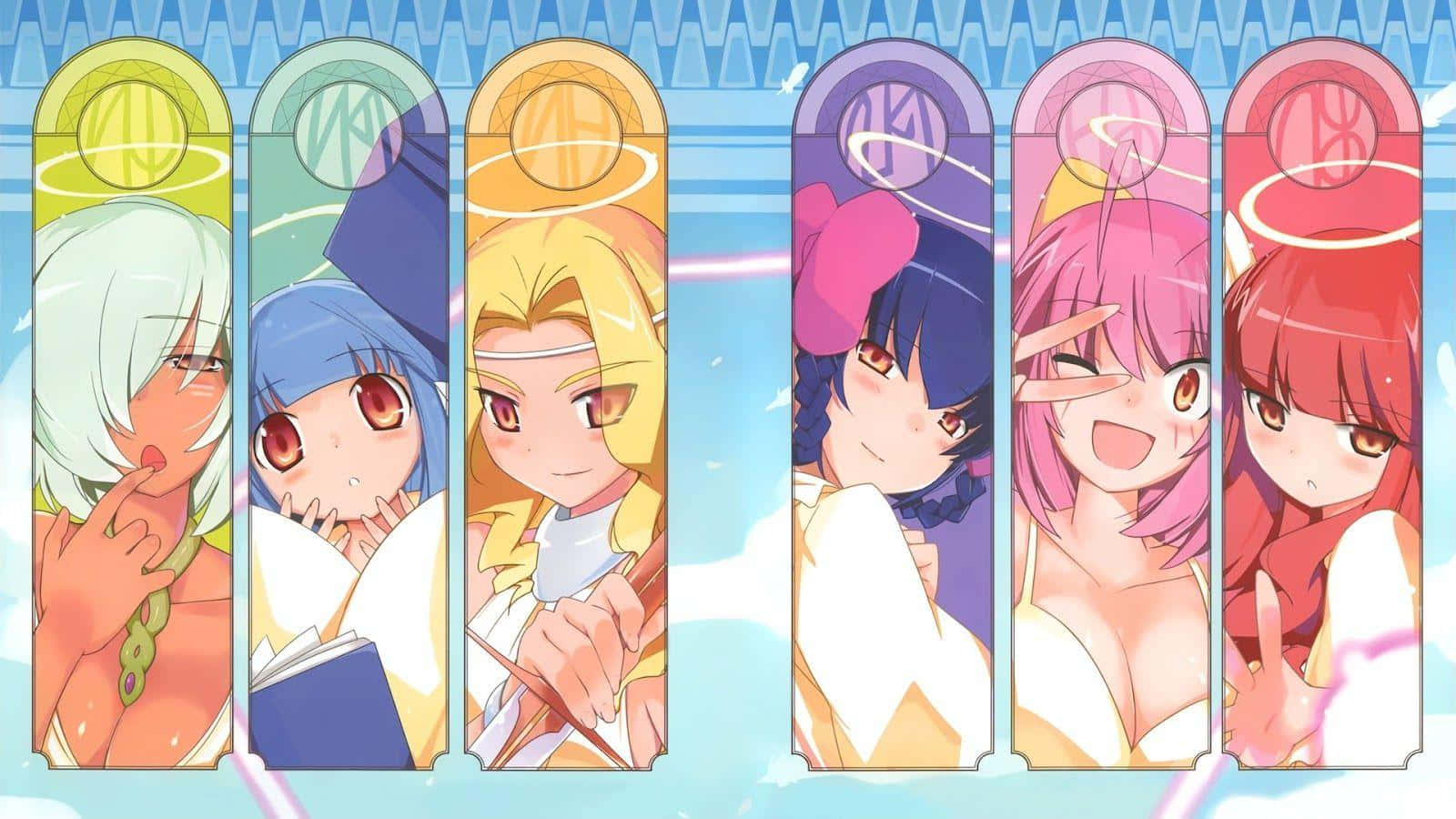 The World God Only Knows, glowing halos, bright blue background, HD Desktop Wallpaper