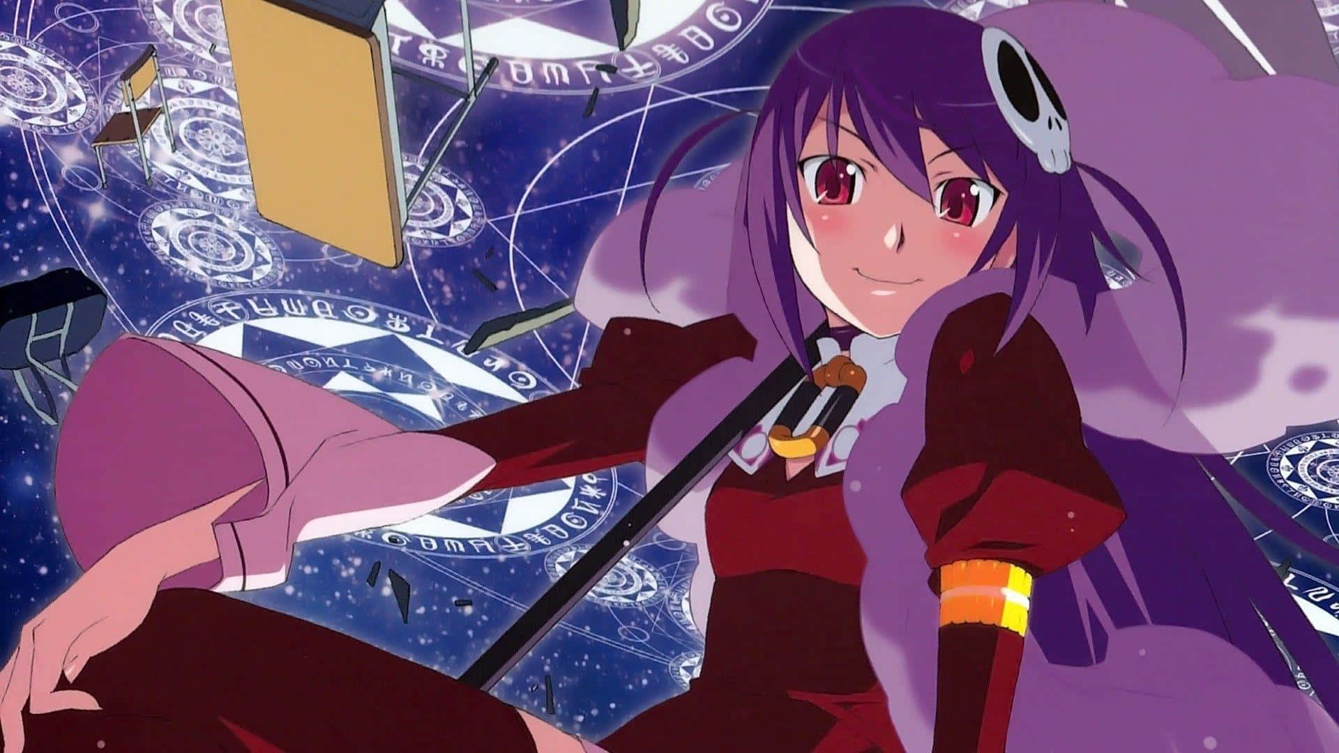The World God Only Knows, purple hair, red eyes, Full HD Desktop Wallpaper