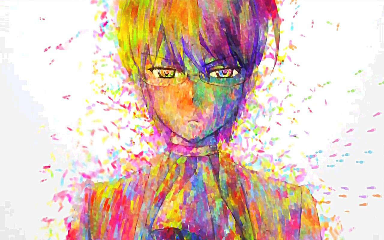 The World God Only Knows, rainbow-colored hair, glasses, HD Desktop Wallpaper