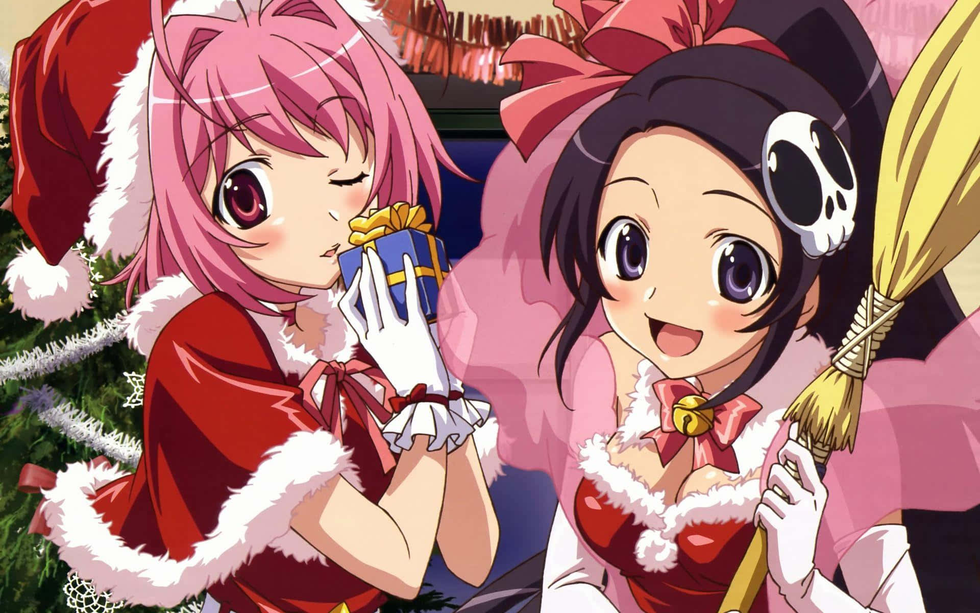 The World God Only Knows, Santa outfits, decorated tree, Full HD Desktop Wallpaper