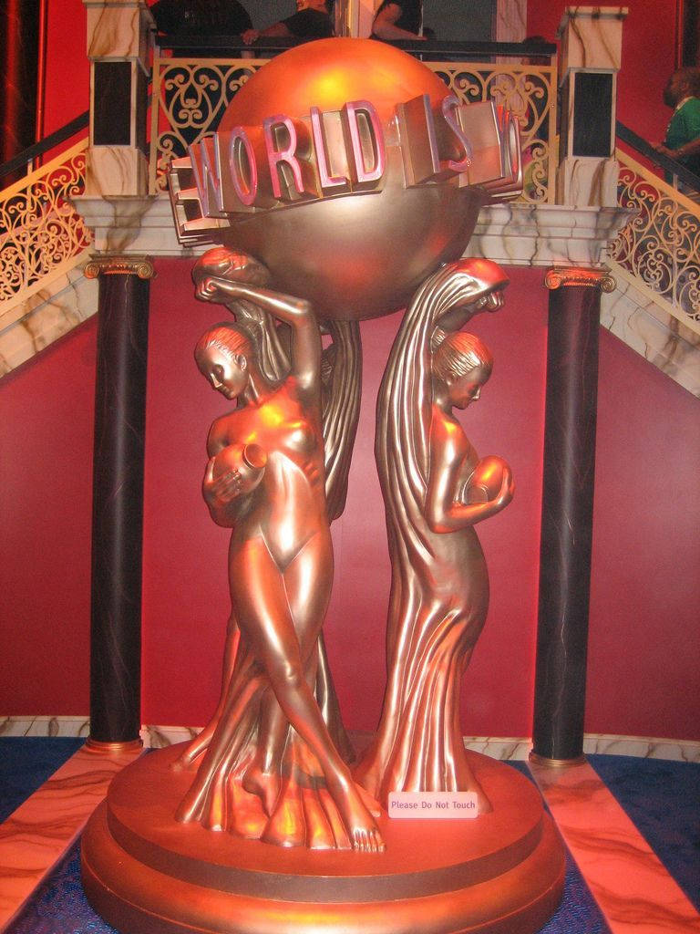 WORLD, bronze statues, globe, SD Phone Wallpaper