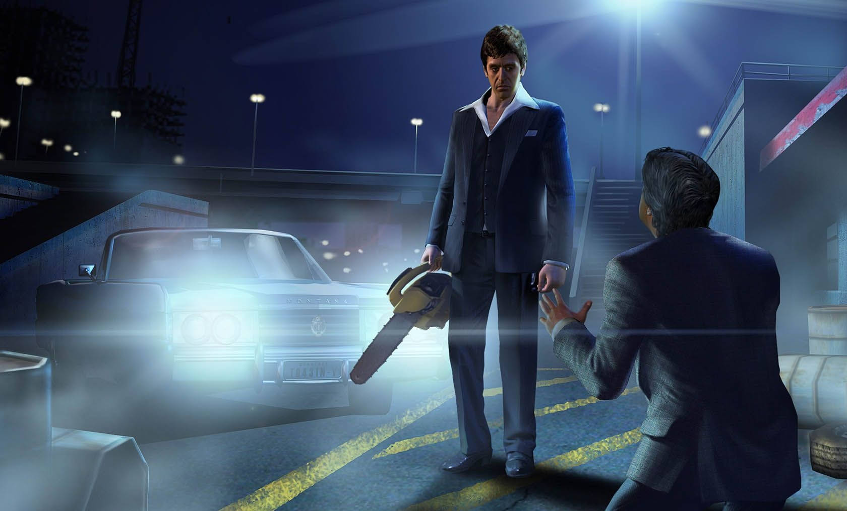 The World Is Yours, chainsaw, suit, HD Desktop Wallpaper