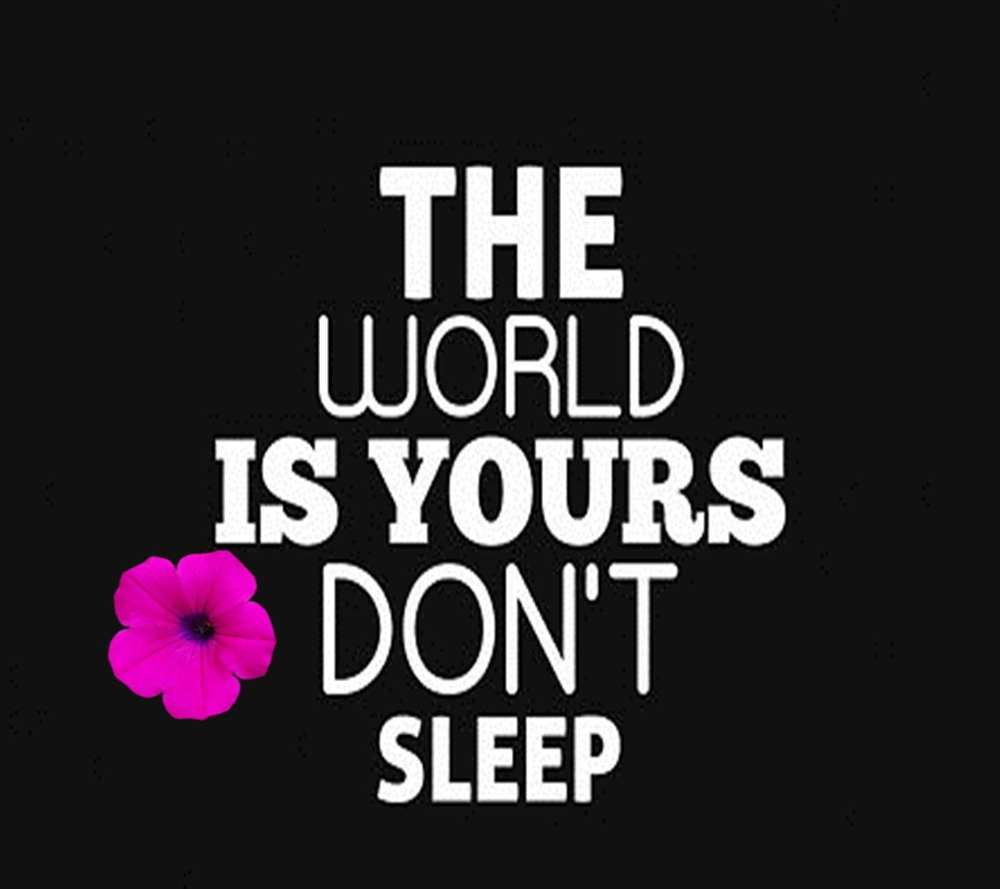 THE WORLD IS YOURS, black background, vibrant pink flower, HD Desktop Wallpaper
