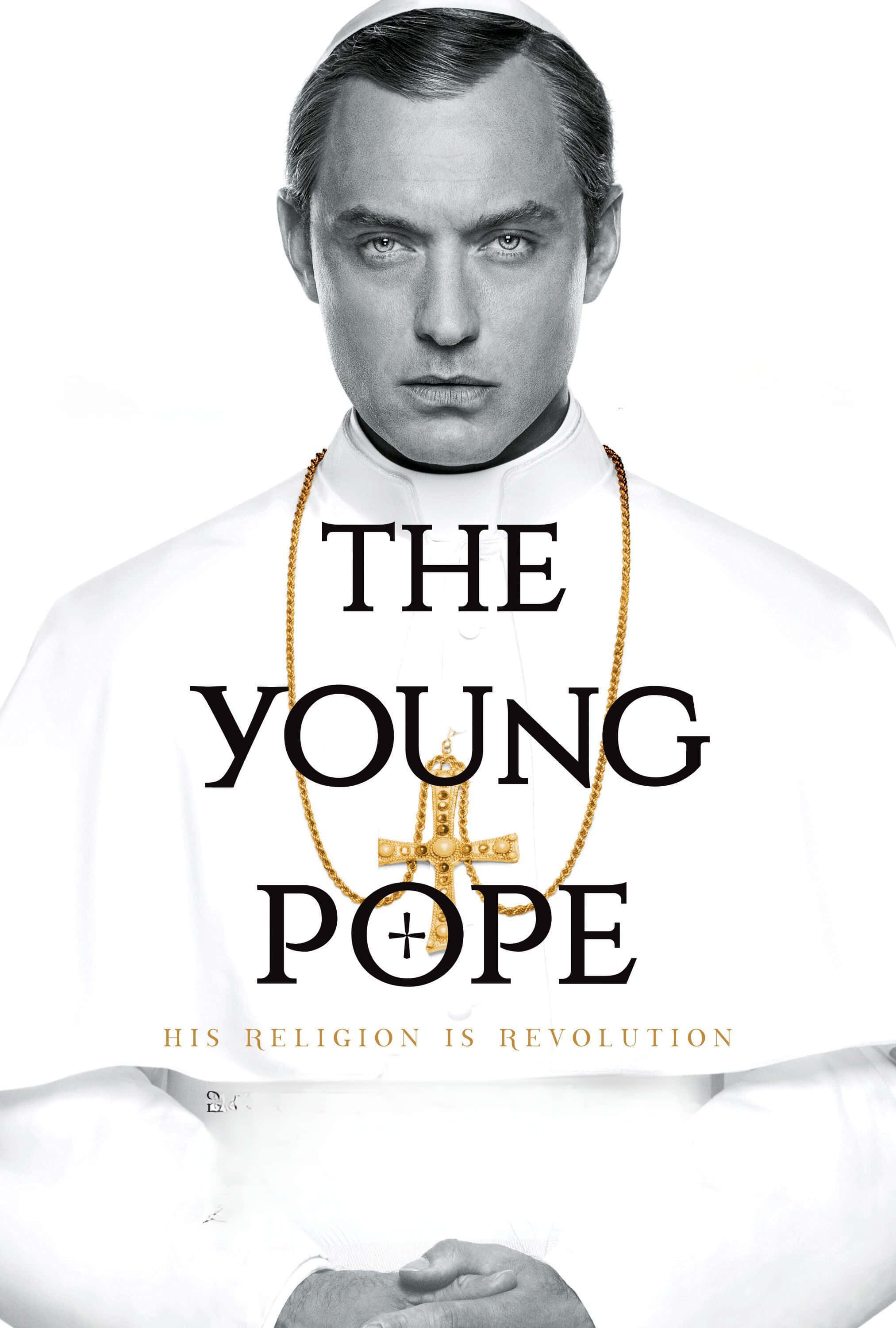 The Young Pope, white robes, gold cross necklace, 2K Phone Wallpaper