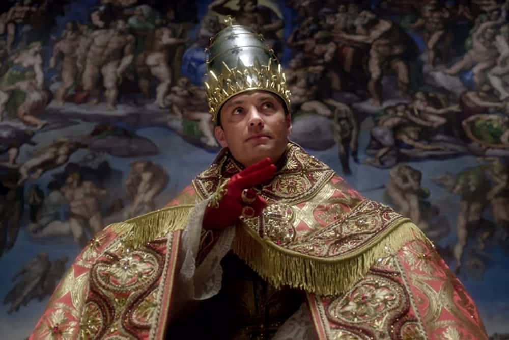 papal regalia, fresco ceiling, red and gold papal robes, SD Desktop Wallpaper
