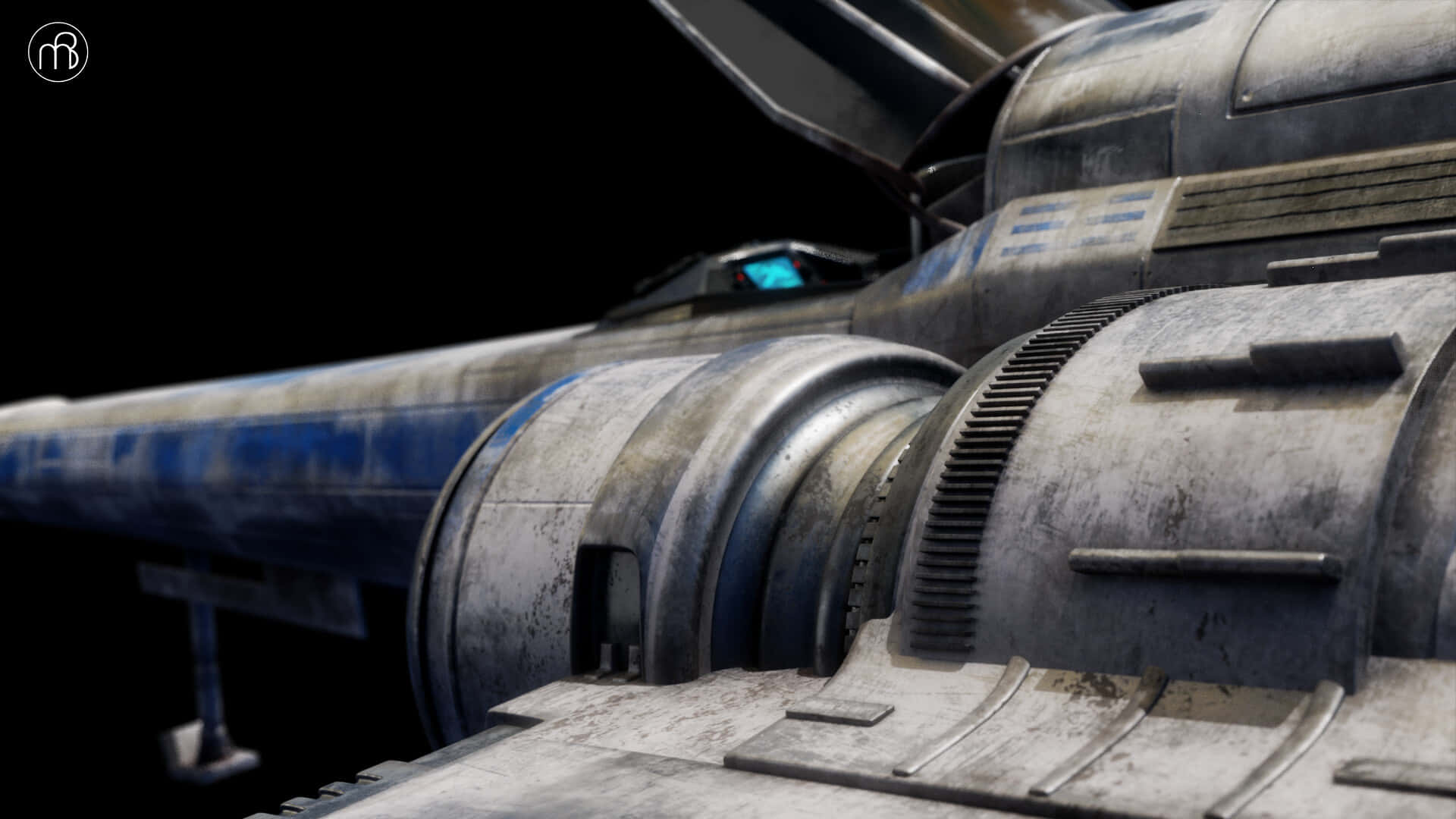 The Z-95 Headhunter, blue and silver, spaceship engine, Full HD Desktop Wallpaper