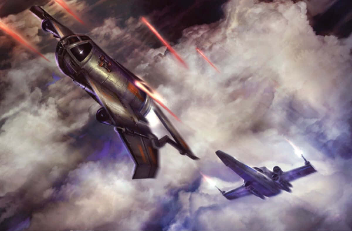 The Z-95 Headhunter, futuristic fighter jets, stormy clouds, SD Desktop Wallpaper