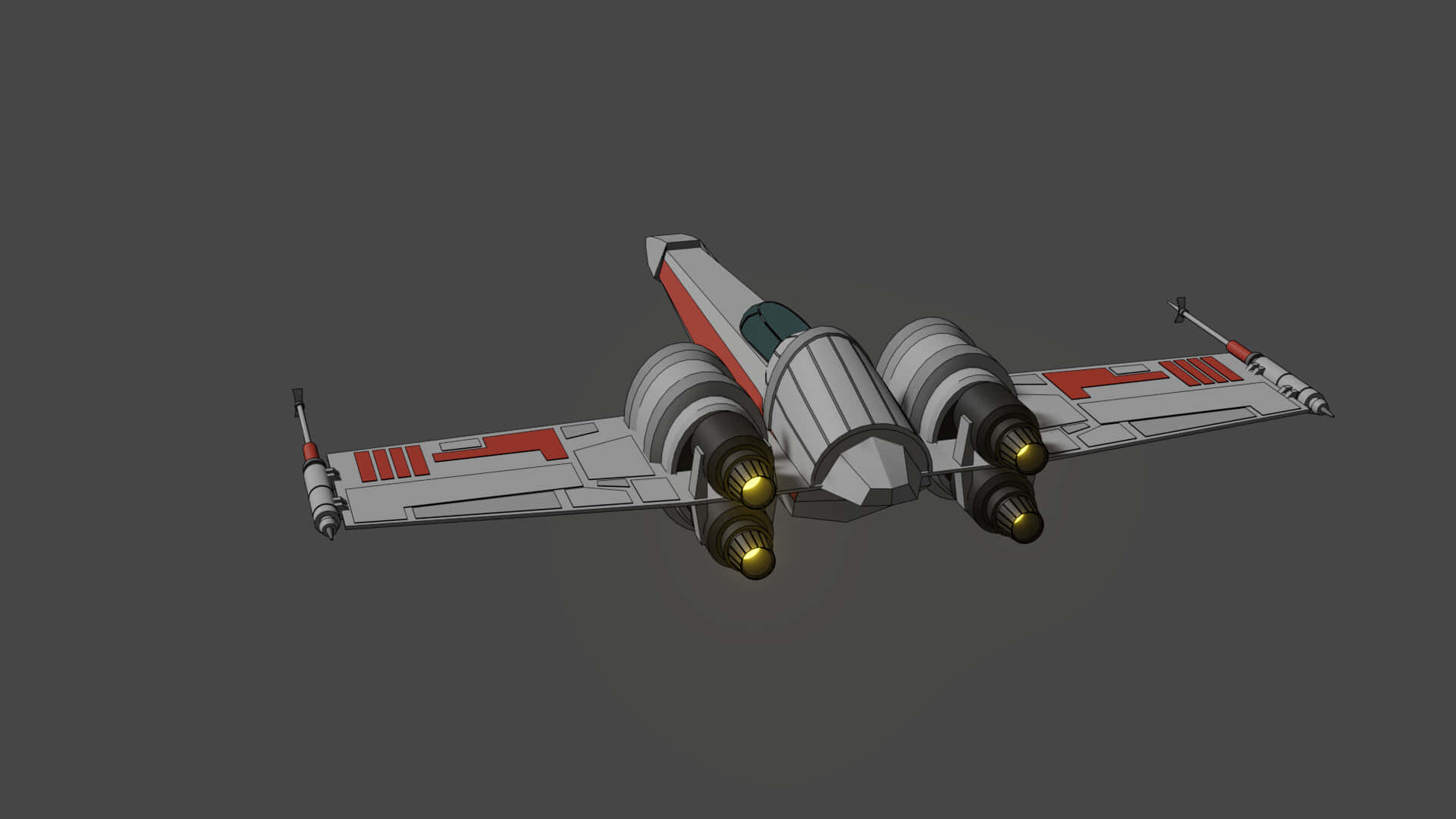 Z-95 Headhunter, gray and red, glowing engines, Full HD Desktop Wallpaper