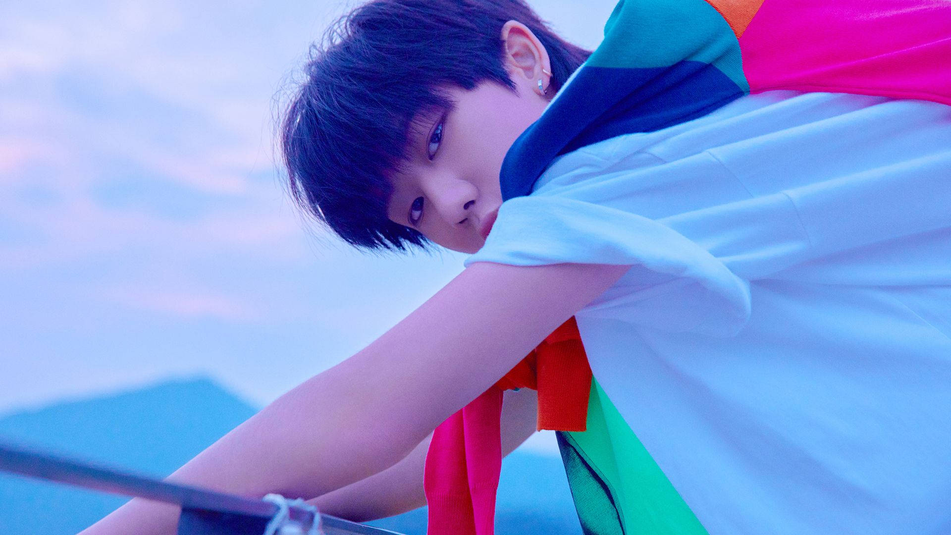 The8, rainbow scarf, twilight sky, Full HD Desktop Wallpaper