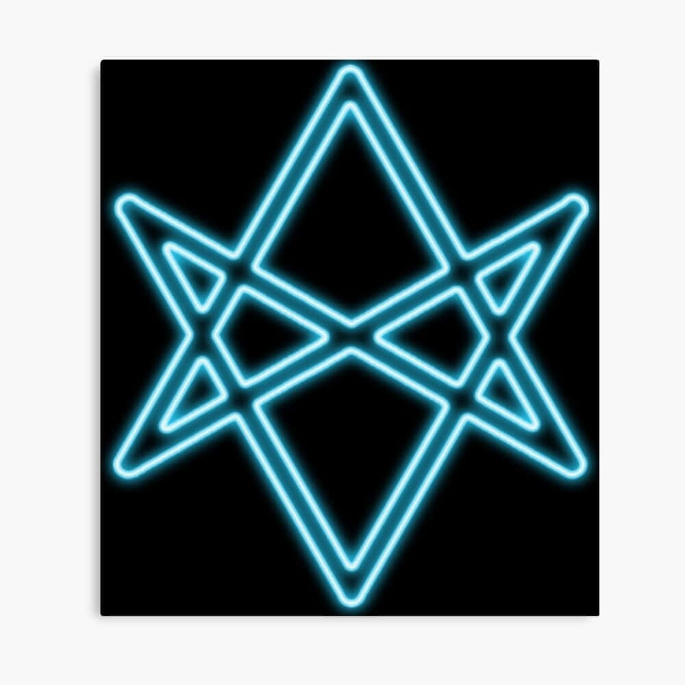 Thelema, glowing cyan neon star, intersecting lines, SD Desktop Wallpaper